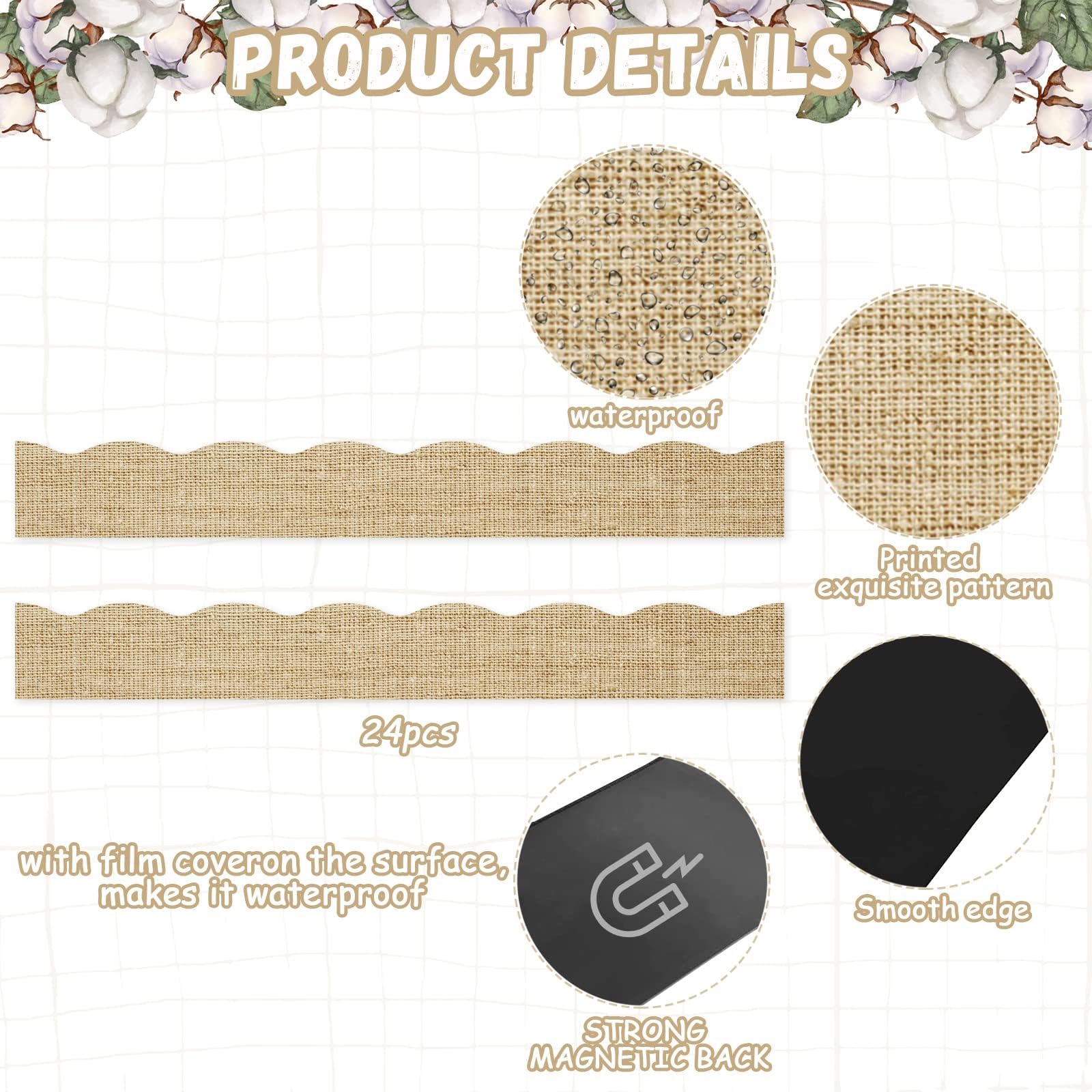 Ashley Ash11408, Magnetic Border, Burlap Scribble (Ash11408) main image 1