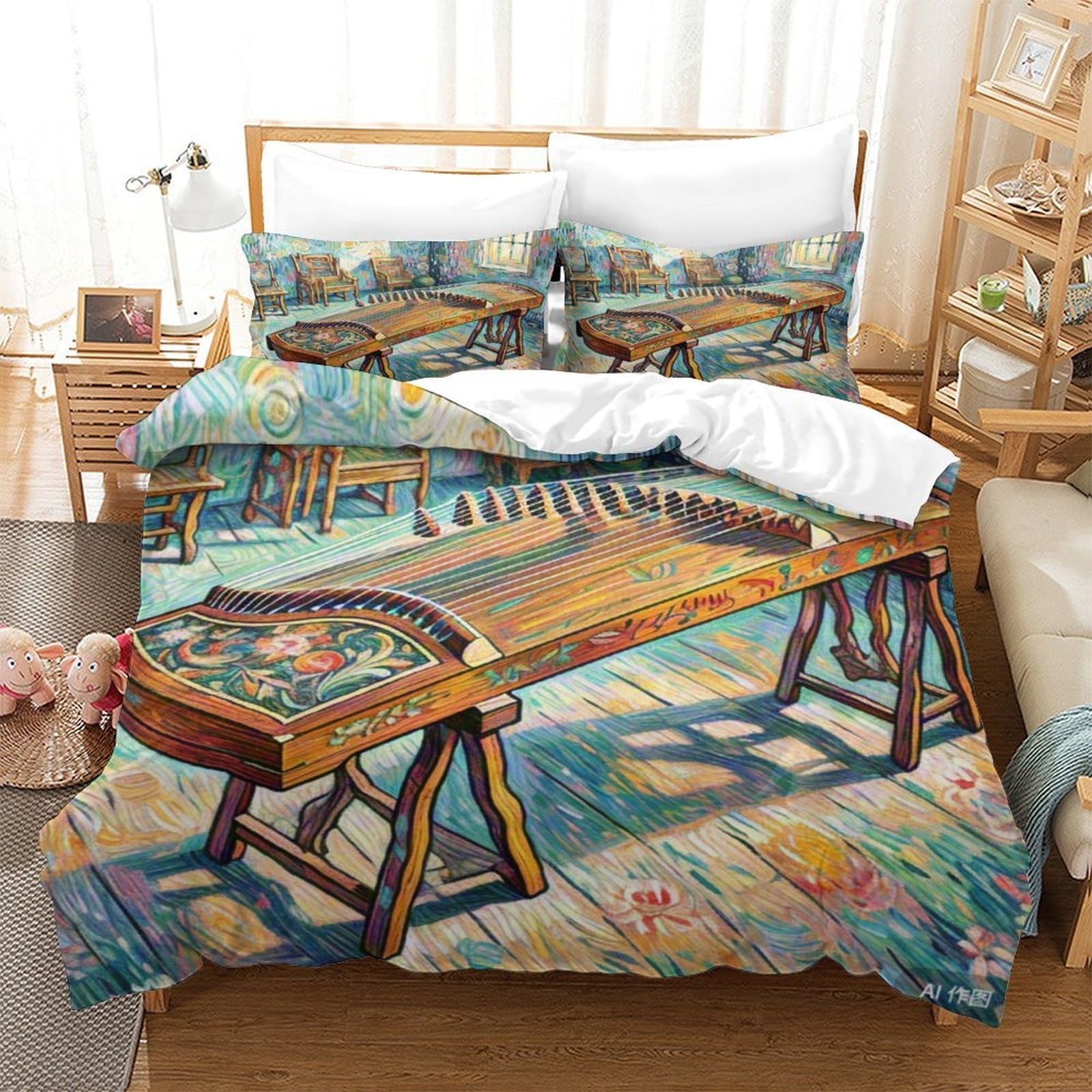 Housse de couette Guzheng 3D, le cadeau idéal pour lit enfant