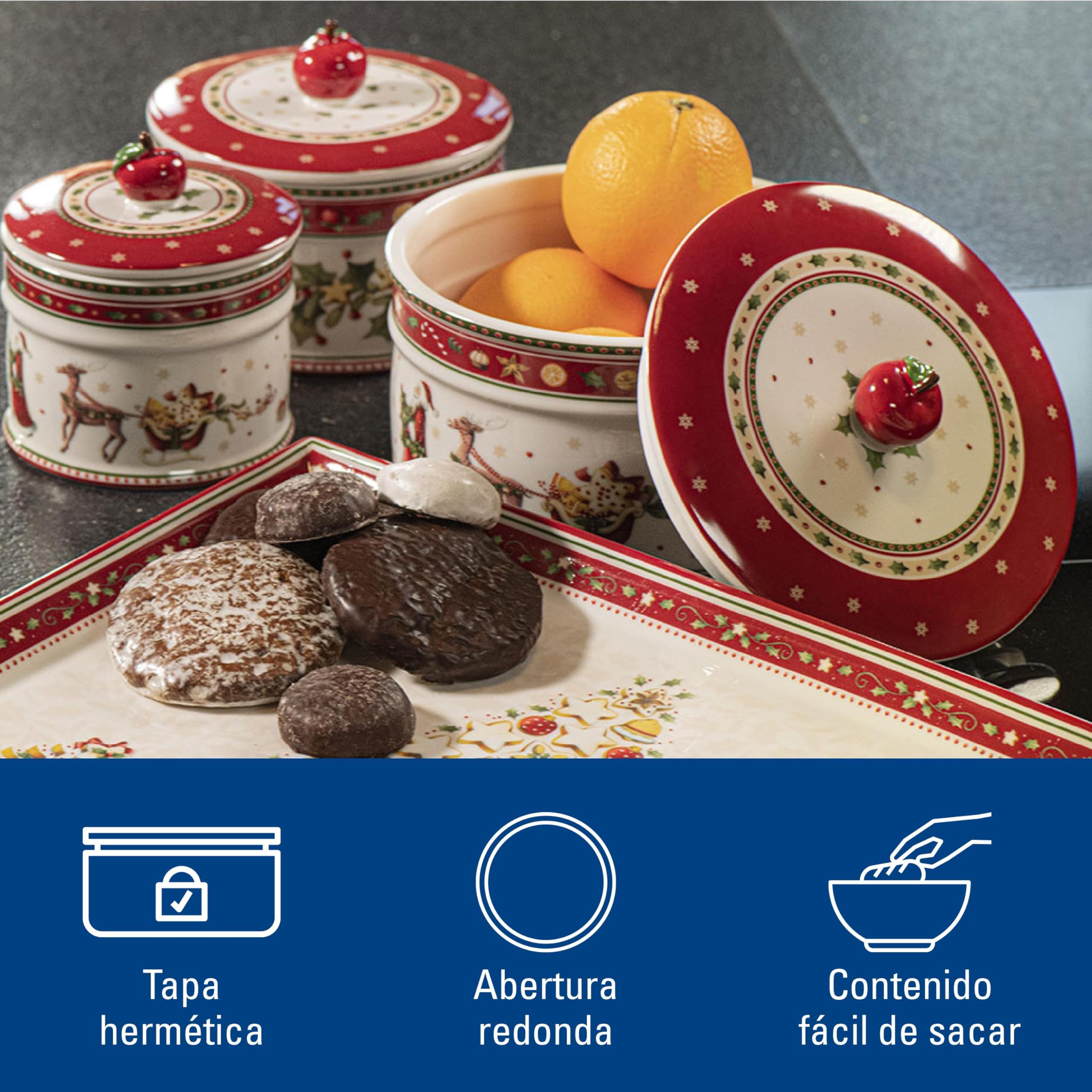 Villeroy & Boch Winter Bakery Delight, Bote Grande Para Pastas Y Galletas, Porcelana Premium, Multicolor