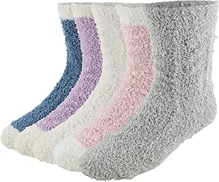 Cute Fuzzy Socks for Women, Winter Cozy Sleep Slipper Socks for Women Fluffy Socks Super Comfy Soft Warm Plush - Bulk 5 Pairs