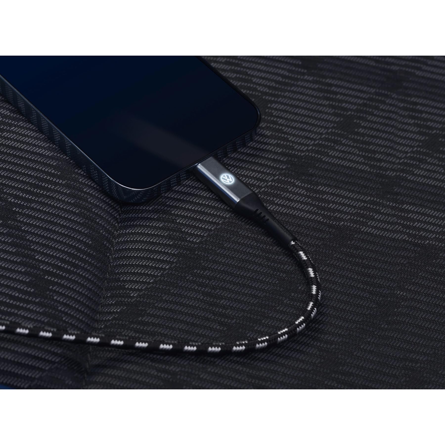 Volkswagen 000051446CD Premium - Cavo di ricarica USB-C a USB-C, 50 cm, con logo VW illuminato, colore: Nero
