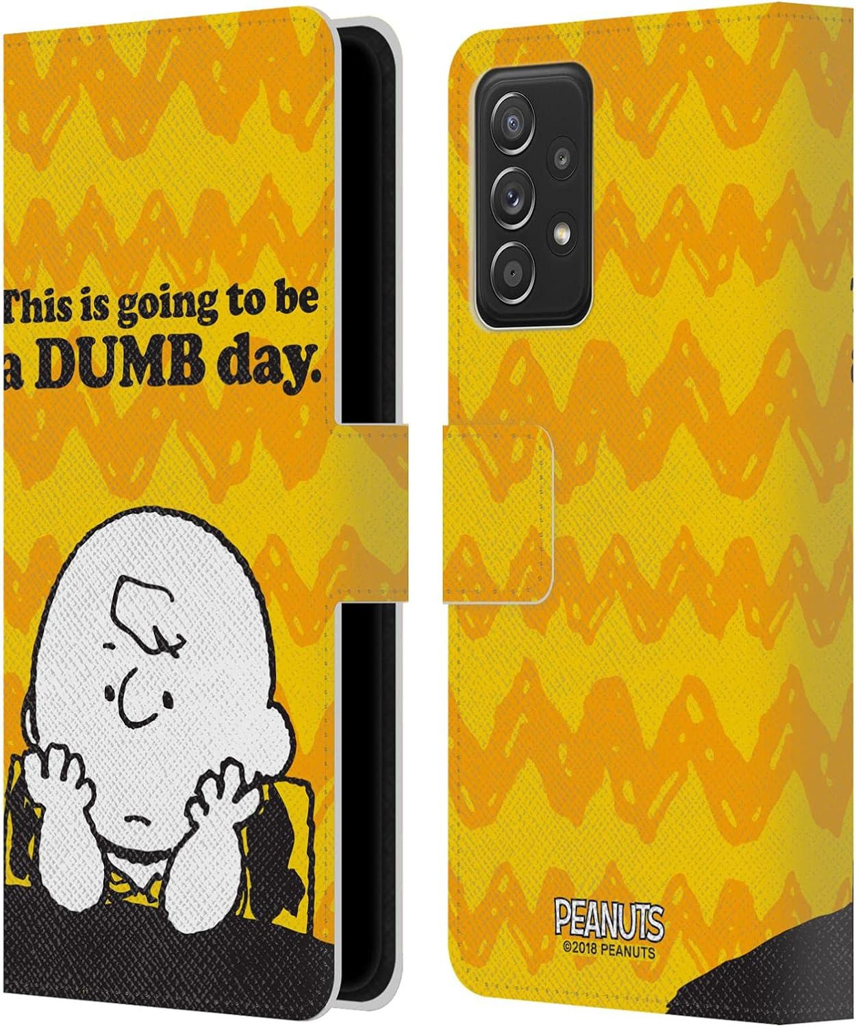 Head Case Designs Officially Licensed Peanuts Dumb Day Charlie Brown Leather Wallet Case Compatible with Galaxy A52 / A52s / 5G (2021)