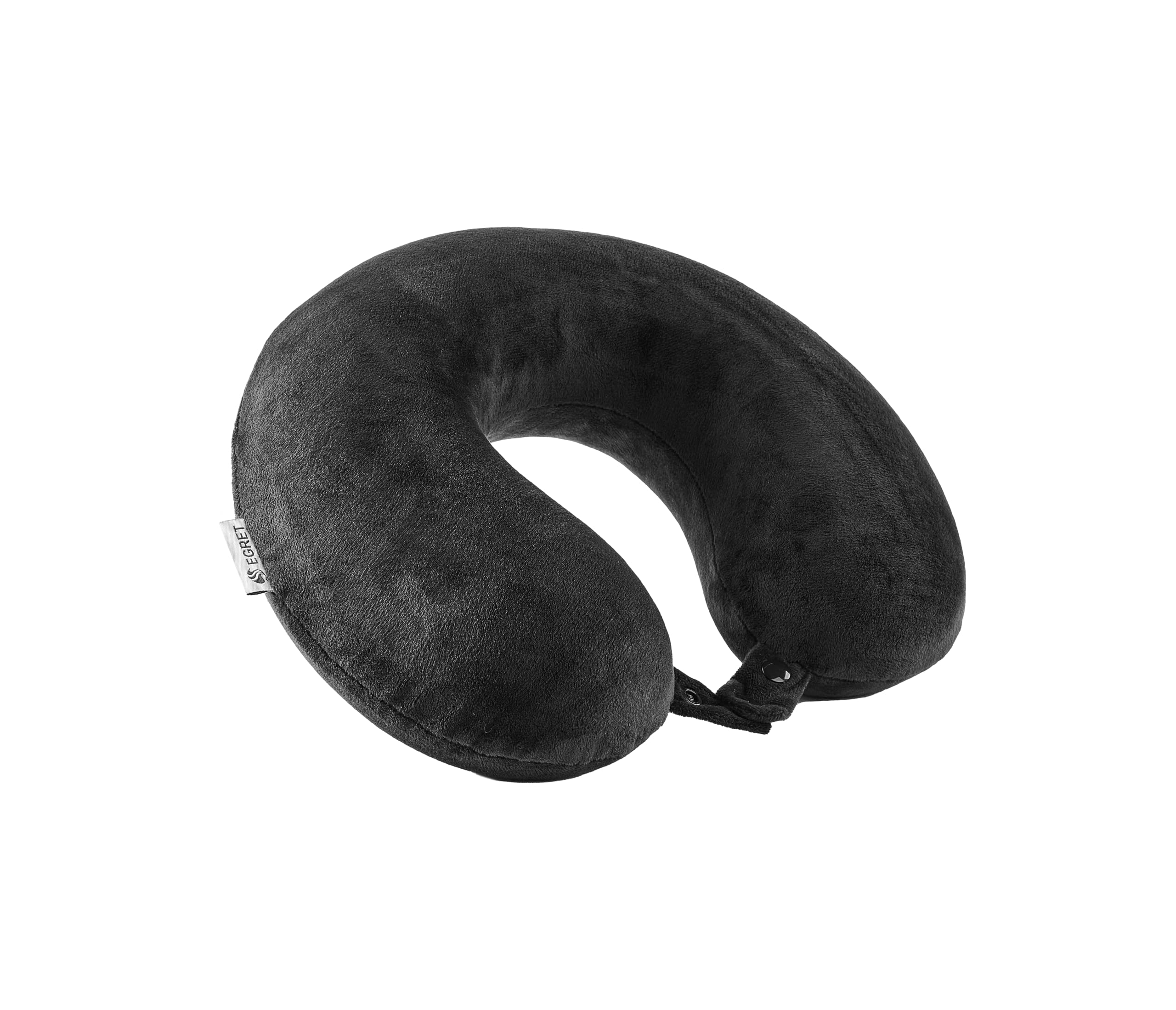 Black Egret Memory Foam Neck Pillow For Travel - Ergonomic Support For Head, Neck & Chin - Comfort For Airplane, Car, Office