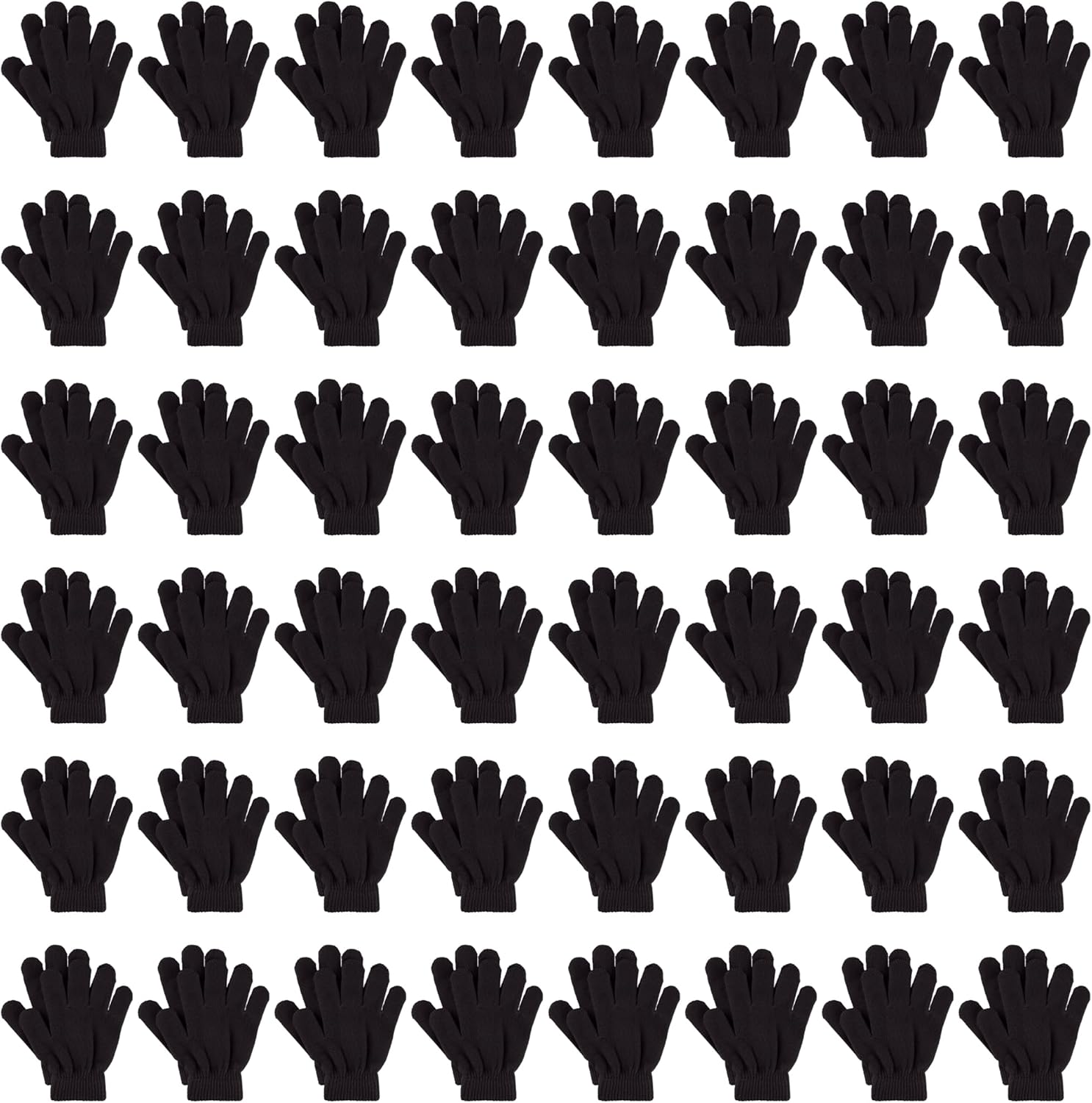 Hryrbay 48 Pairs Kids Winter Gloves Warm Stretchy Knitted Full Finger Gloves Bulk for Boys Girls 6-12 Years