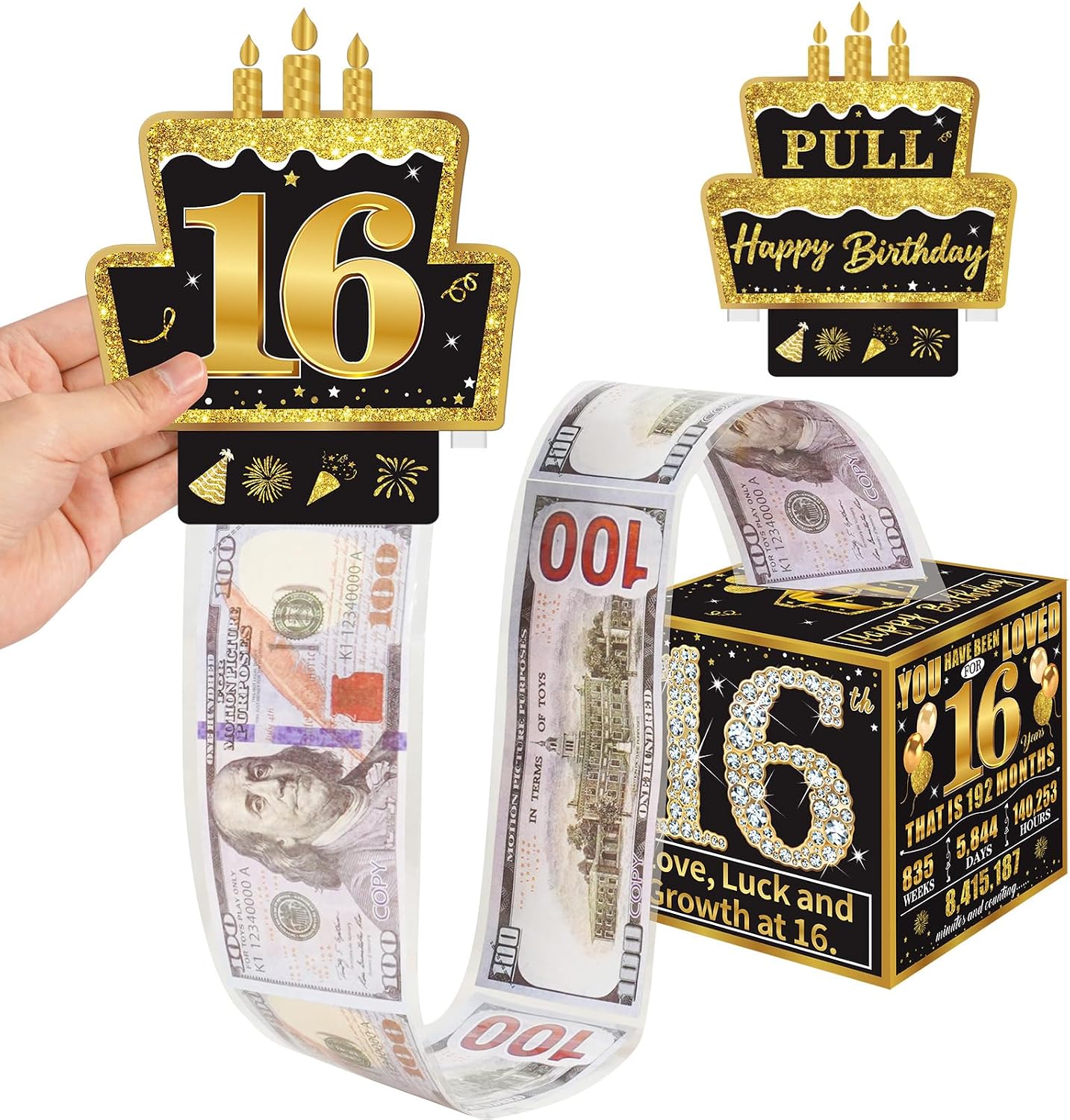 Turypaty Sweet 16th Birthday Pull-Out Money Gift Box, 2010 Party Cash Gift