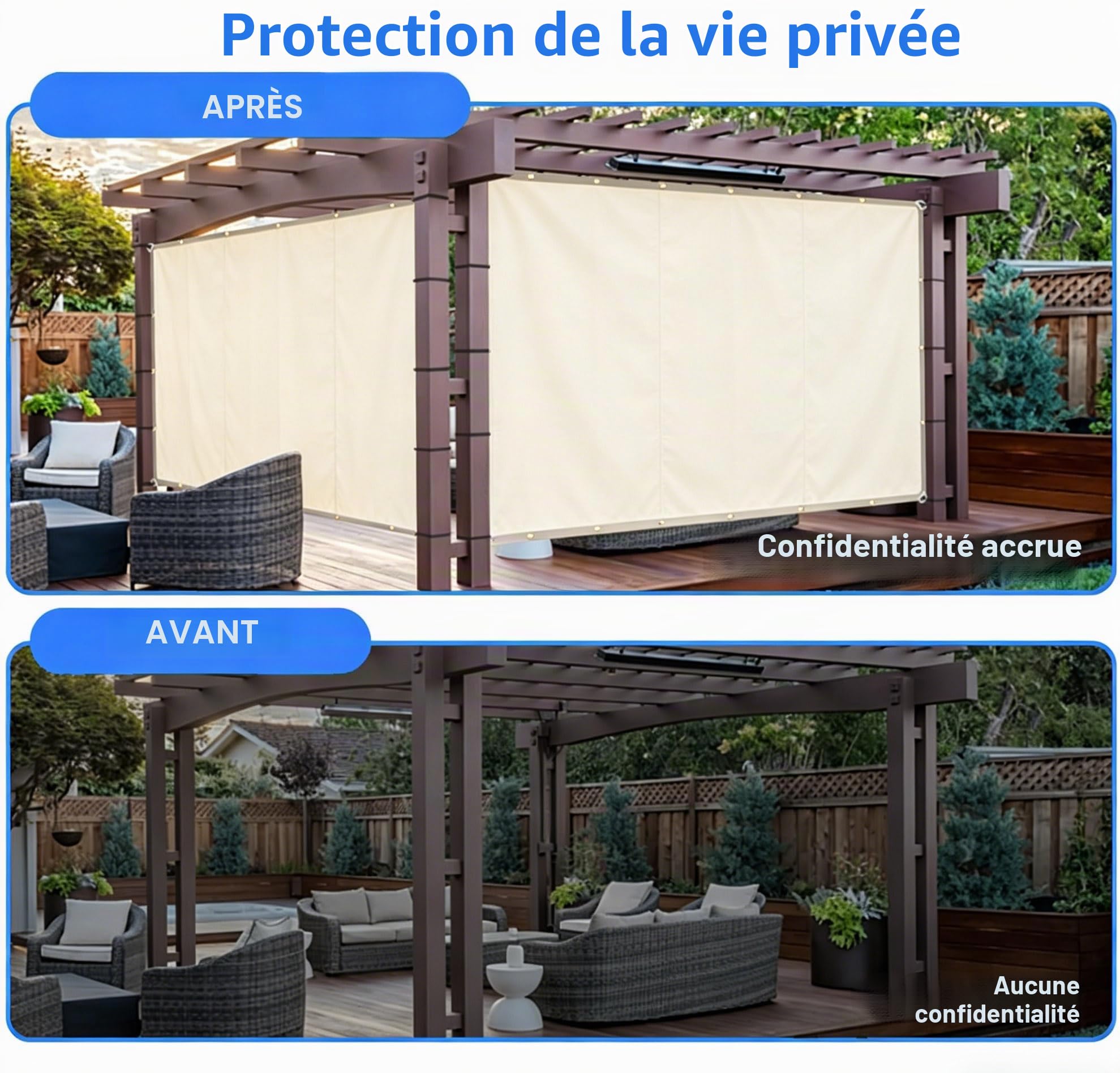 Toile Ombrage Imperméable Rectangulaire 1.5x2m Bords Droits Multi Taille Voile-D'ombrage Bâche Ombrage UV Protection Solaire pour Extérieur Jardin Terrasse Balcon avec Oeillet Cordon Crème