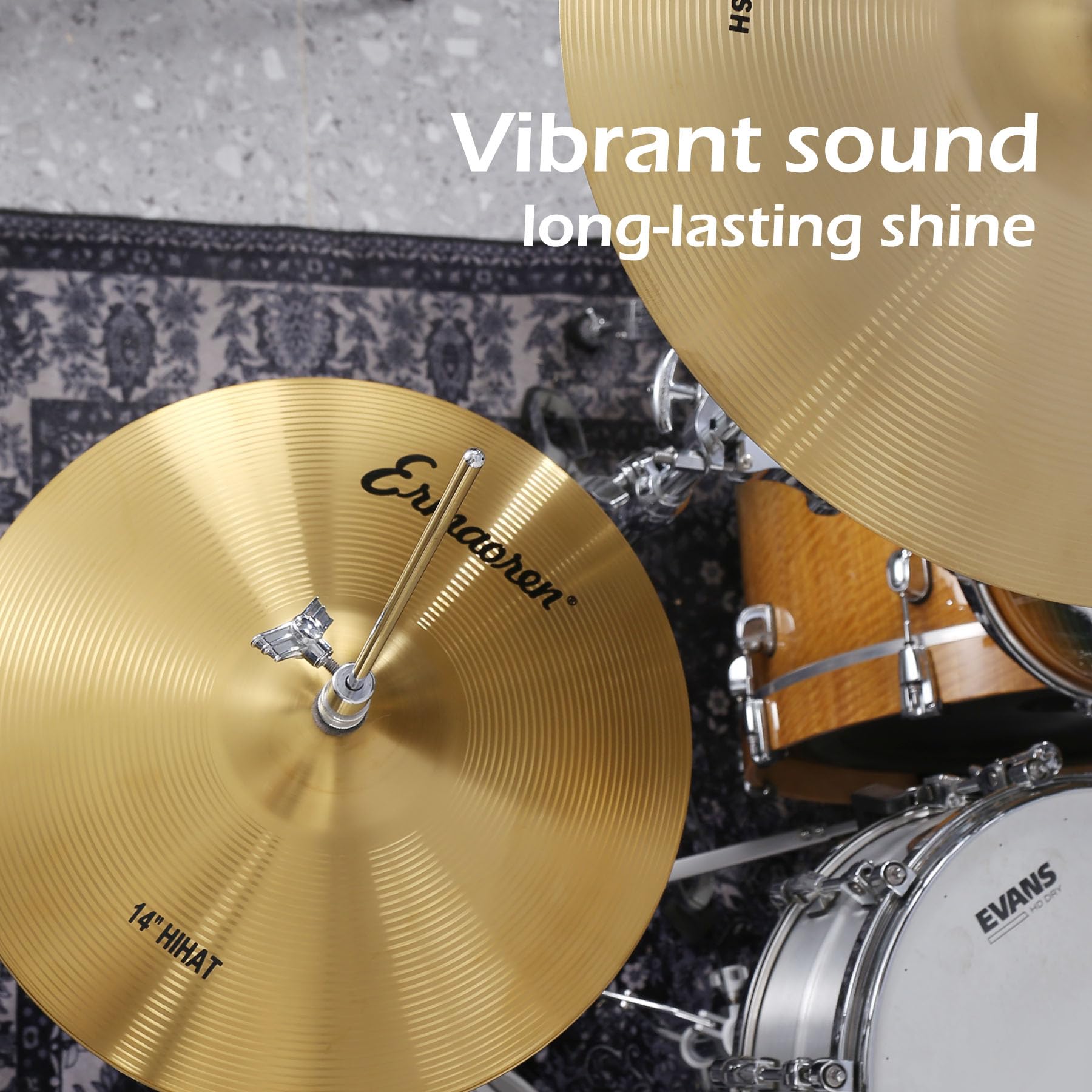 Cymbal Pack, 5 Pieces Drum Cymbals Set,14" Hi Hat Cymbals, 16" Crash and 18" Crash Cymbals, 20" Ride Cymbals for Drums Set