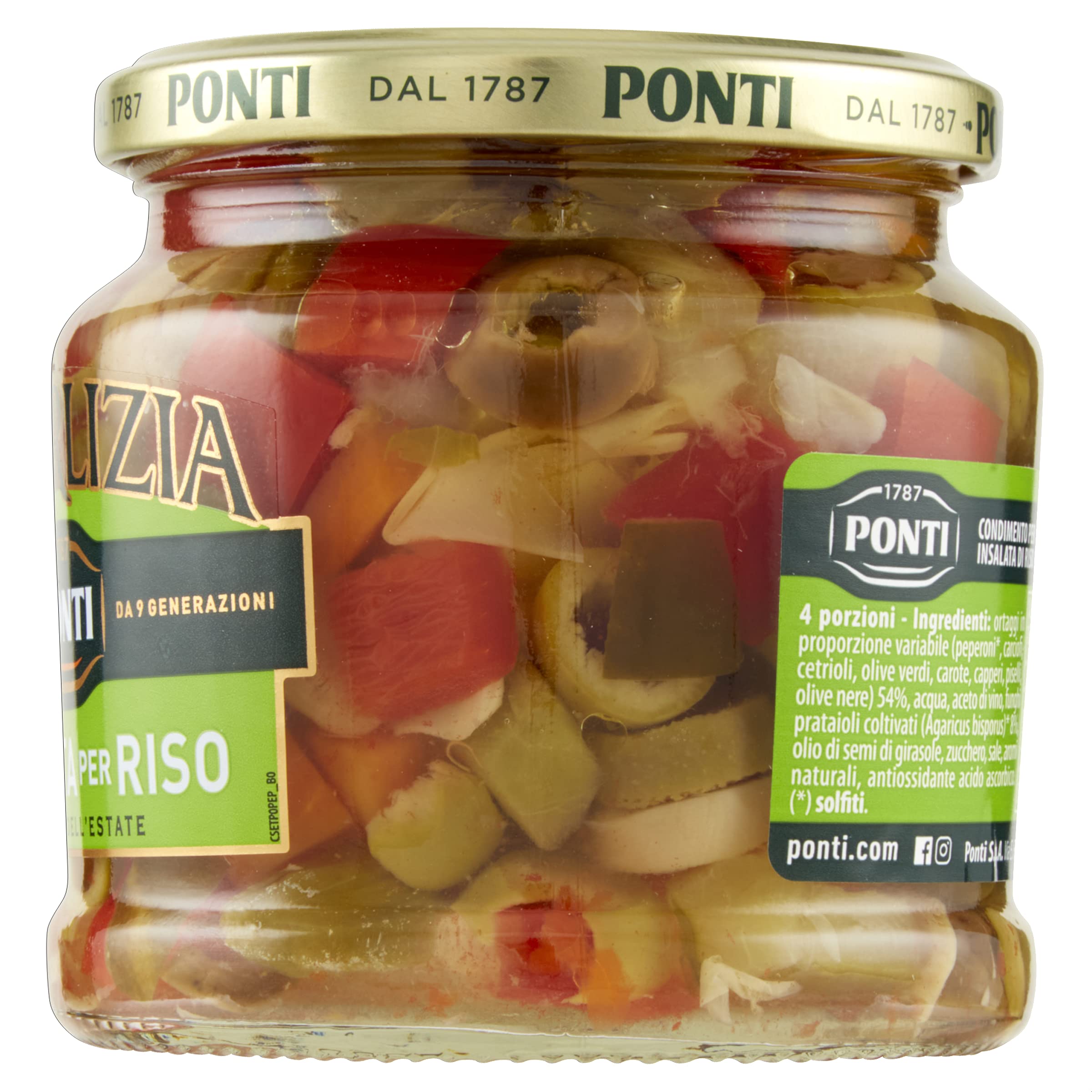 Ponti Peperlizia insalata per riso, Verdure in agrodolce miste altamente selezionate in barattolo da 350 g, Condimento per riso e pasta, Set da 6, 2100 grammo