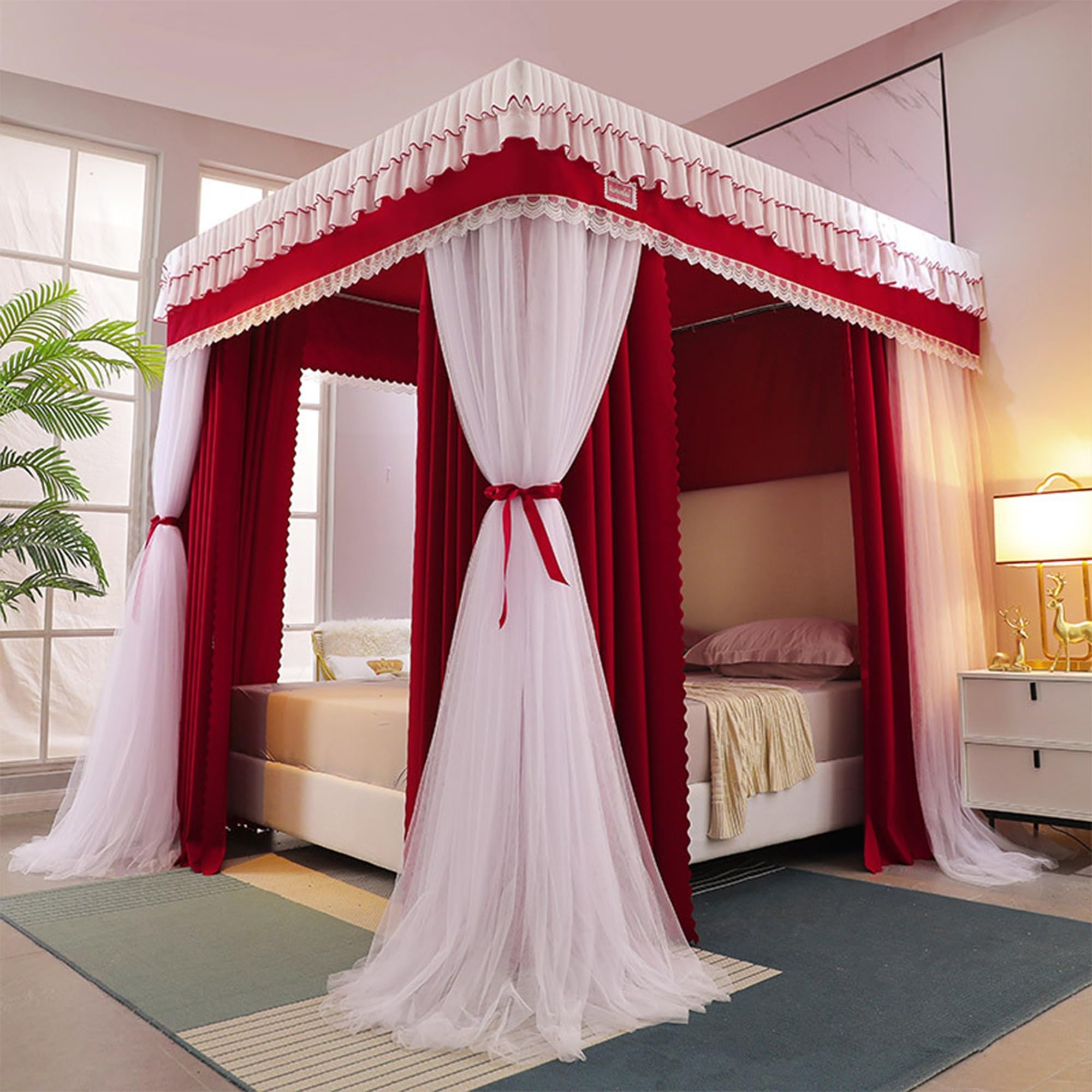 Snapklik.com : KIDDOKIN Canopy Bed Curtains,Bed Canopy, Lace Canopy Bed ...