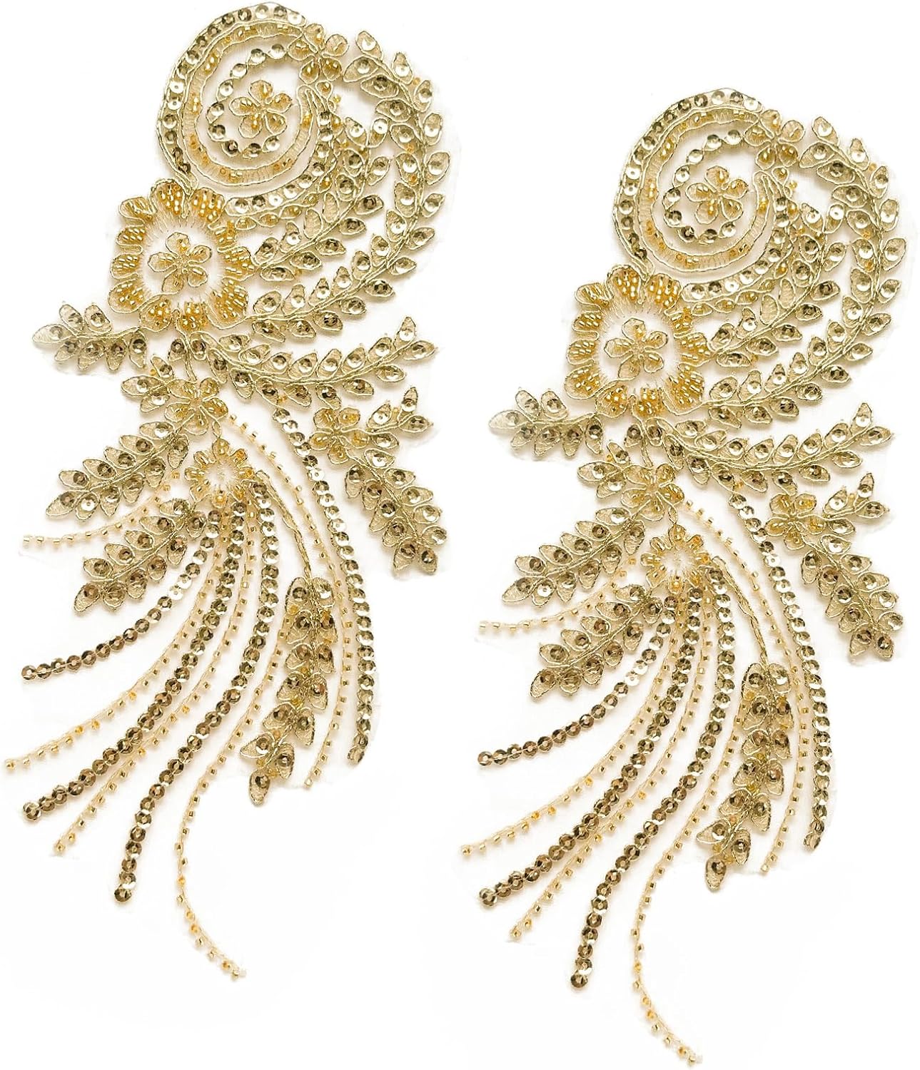 2pcs Sequins Beaded Rhinestones Vintage Styles Wedding Dress Embellishments for Fashionable Clothing Accessory Wedding Dress Embellishments