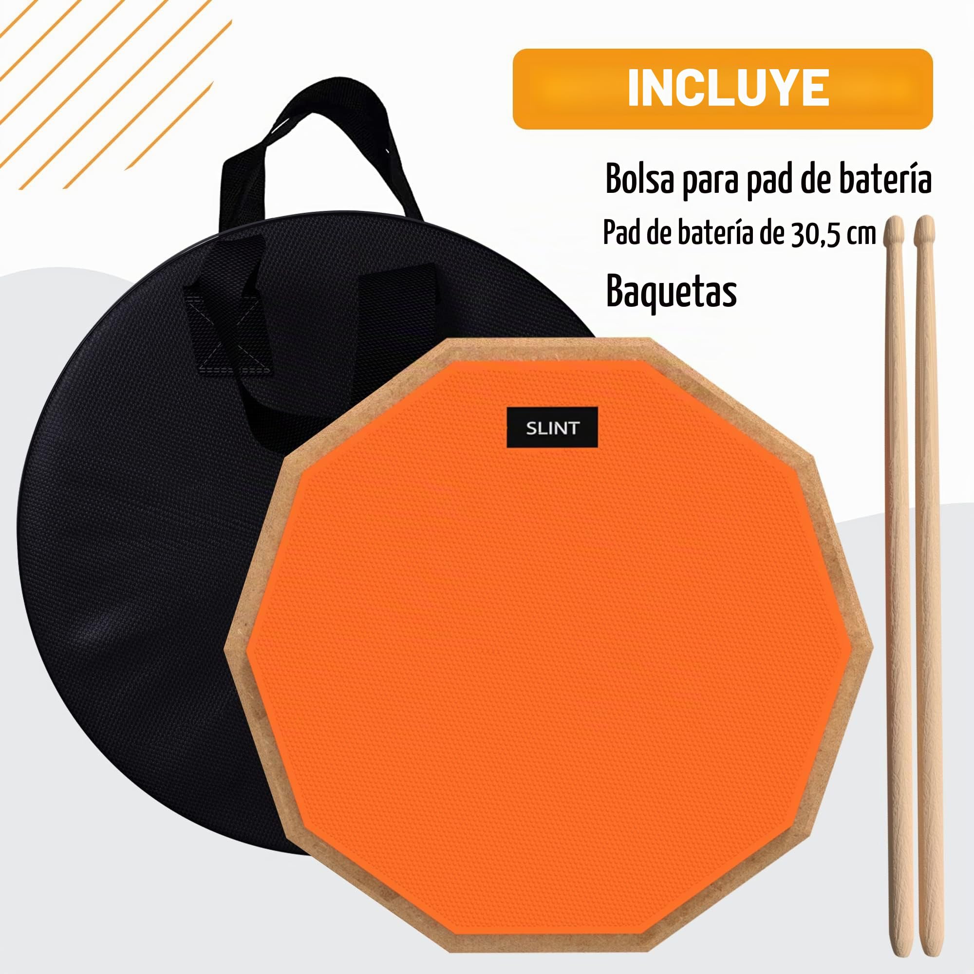 Slint 12 Inch Drum Practice Pad & Snare Stand - Double Sided Snare Drum, Fun Cool Gifts for Women, Men, Unique gifts for Drummers