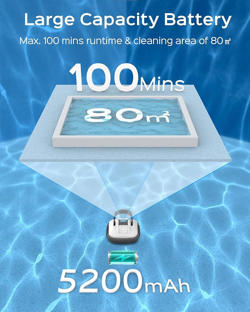 Robot Nettoyeur Piscine WYBOT Sans Fil - 100min Autonomie - Pour Piscine Jusqu'à 80m² - Parking Auto
