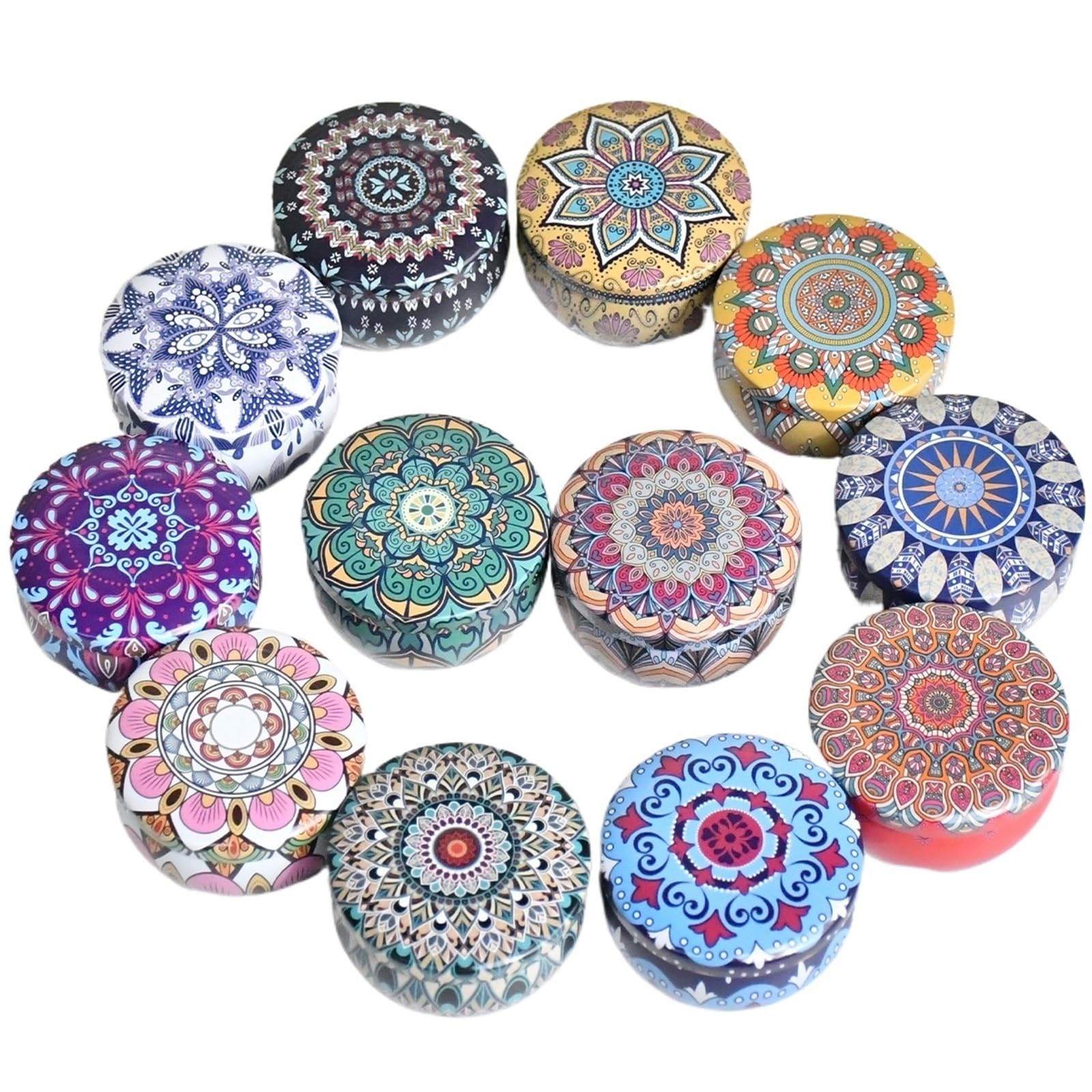 CQAHDSEVF Candle Containers, 12pcs Empty Iron Candle Tin Jars DIY Candle Making Storage Case for Dry Spices Sweets(12pcs Mixed)