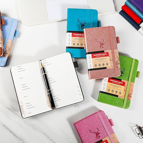 Miniatura 7 de Libro de contraseñas con pestañas alfabéticas, pequeño guardián de contraseñas con espacio adicional para cambiar la contraseña. Cuaderno de