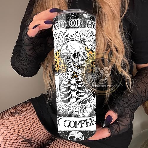 Miniatura 2 de Coffee Skeleton Tumbler 20oz Skinny Stainless Steel Double Wall with Plastic Lid and Straw Funny Coffee Gifts for Women