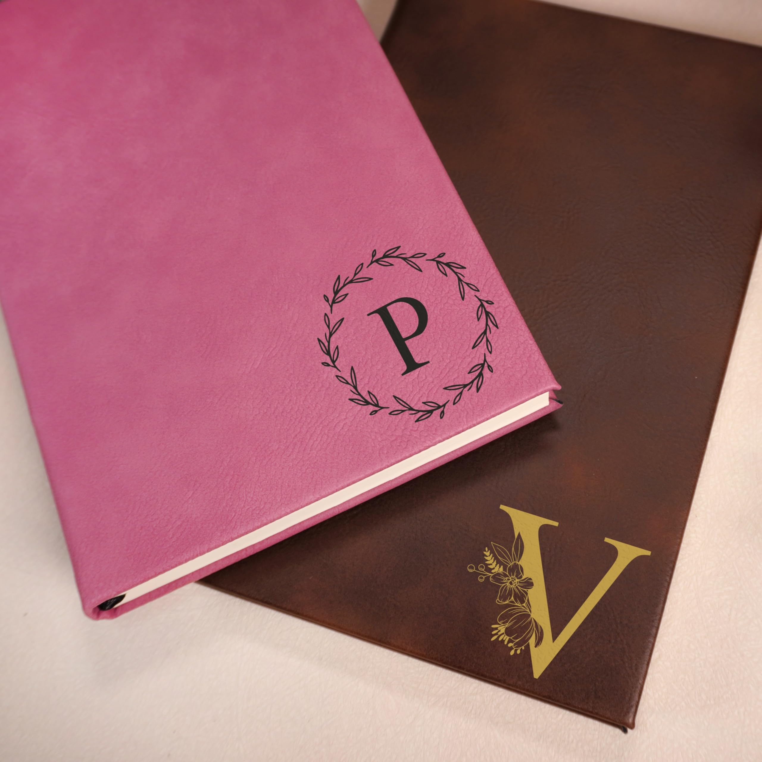 Personalized Vegan Leather Journal, Lined Notebook, 112 Pages, Monogram, Name, or Logo, 8.5 x 6 inches