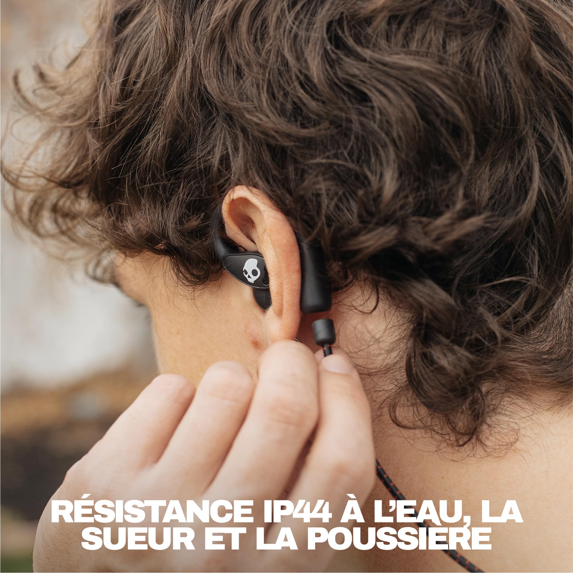 Skullcandy Push 540 Open Écouteurs Bluetooth Ouverts sans Fil, Casques, Résistants à la Sueur et l’Eau, 42 Heures d’Autonomie, Tour de Cou Amovible, Sécurisés - Noir