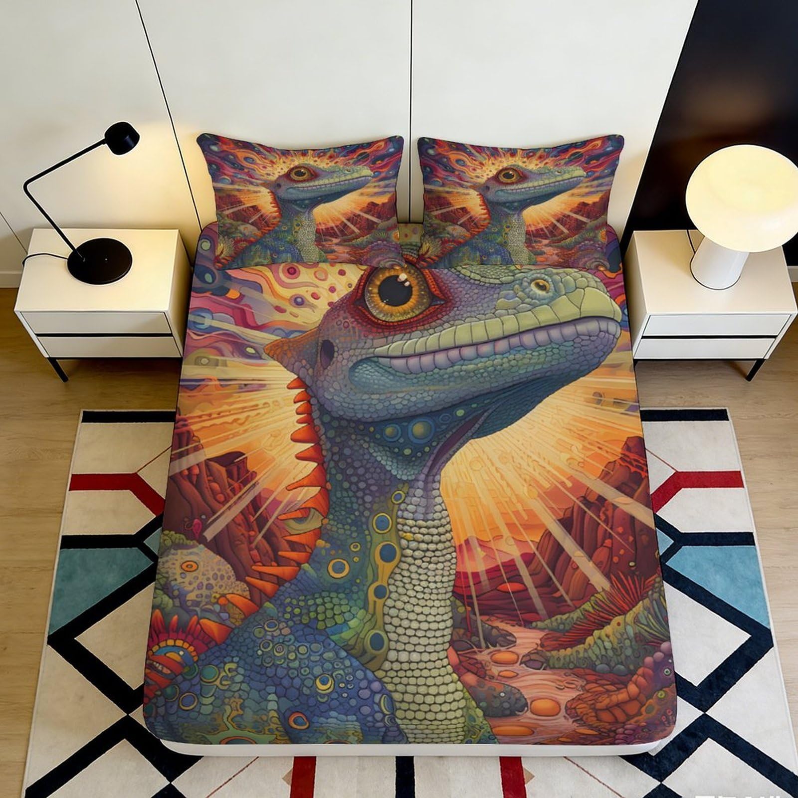 Jqzkxnhpbr Style-3 3D Printed Dinosaur Volcano Fitted Sheet Microfiber Soft Non-Slip Bed Cover For Bedroom Dorm Mattress Decor 90X200x25cm