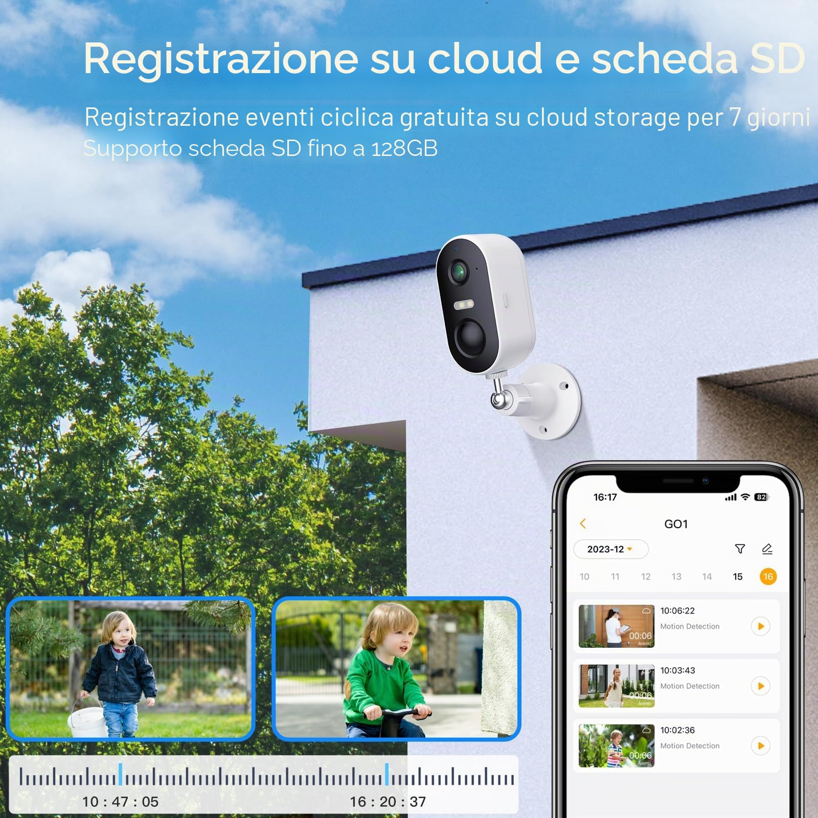 ARENTI 2K/3MP Telecamera Wi-Fi Esterno Senza Fili, Videocamera Sorveglianza Batteria, Visione Notturna, Rilevamento di Suono/Movimento, IP65, Rilevamento Umano PIR, Audio Bidirezionale