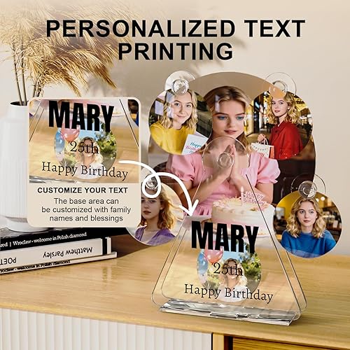 Miniatura 8 de elesories Adorno decorativo de rueda de fortuna de acrílico personalizado, exhibición de fotos de rueda de fortuna transparente de acrílico, soporte