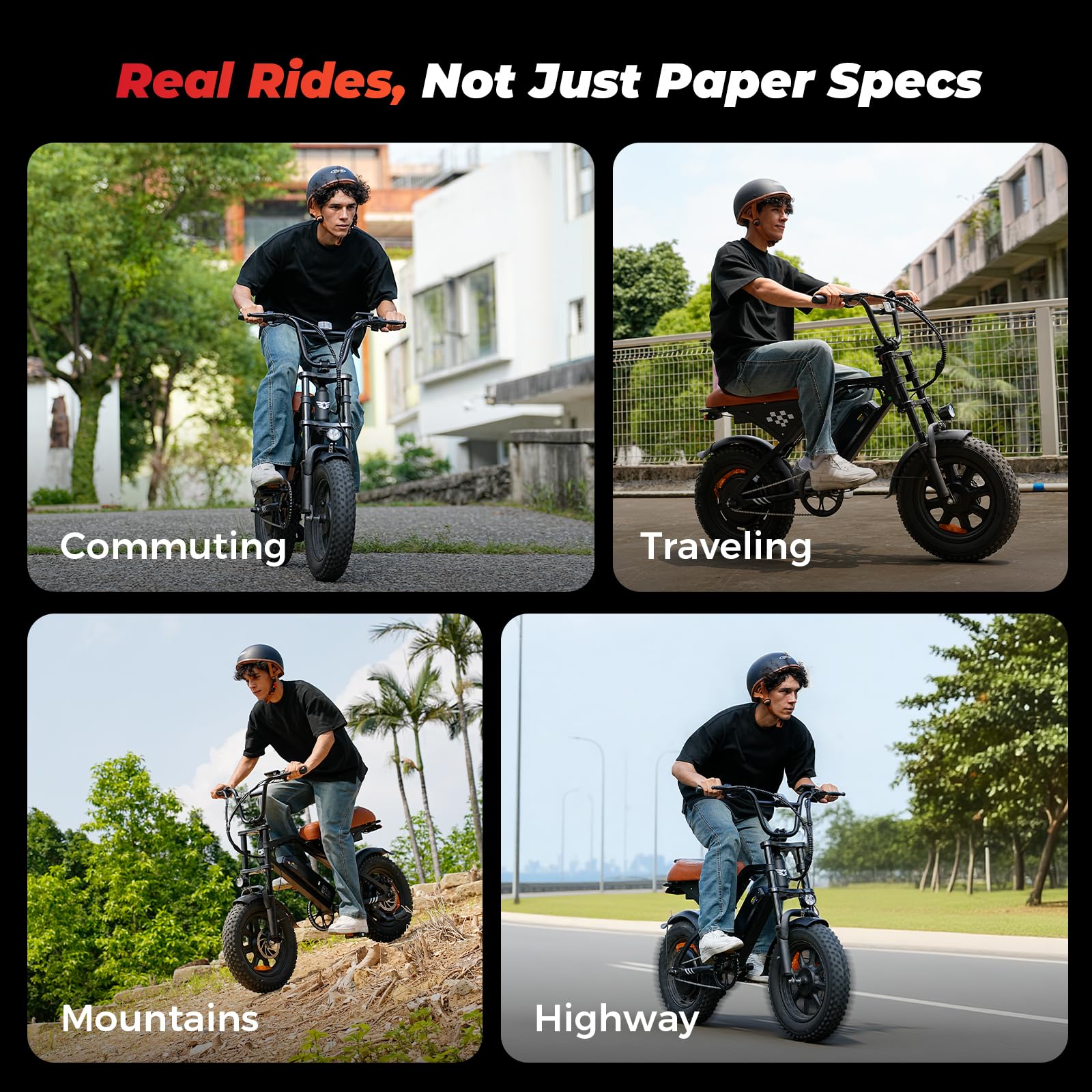 Electric Bike for Adults Teens, 1500/1000W Peak Motor Retro Electric Dirt Bike 55 Miles Pas Range, 20/16" Fat Tire 20MPH Full Suspension Banana Seat Ebikes with Pump, All-Terrain