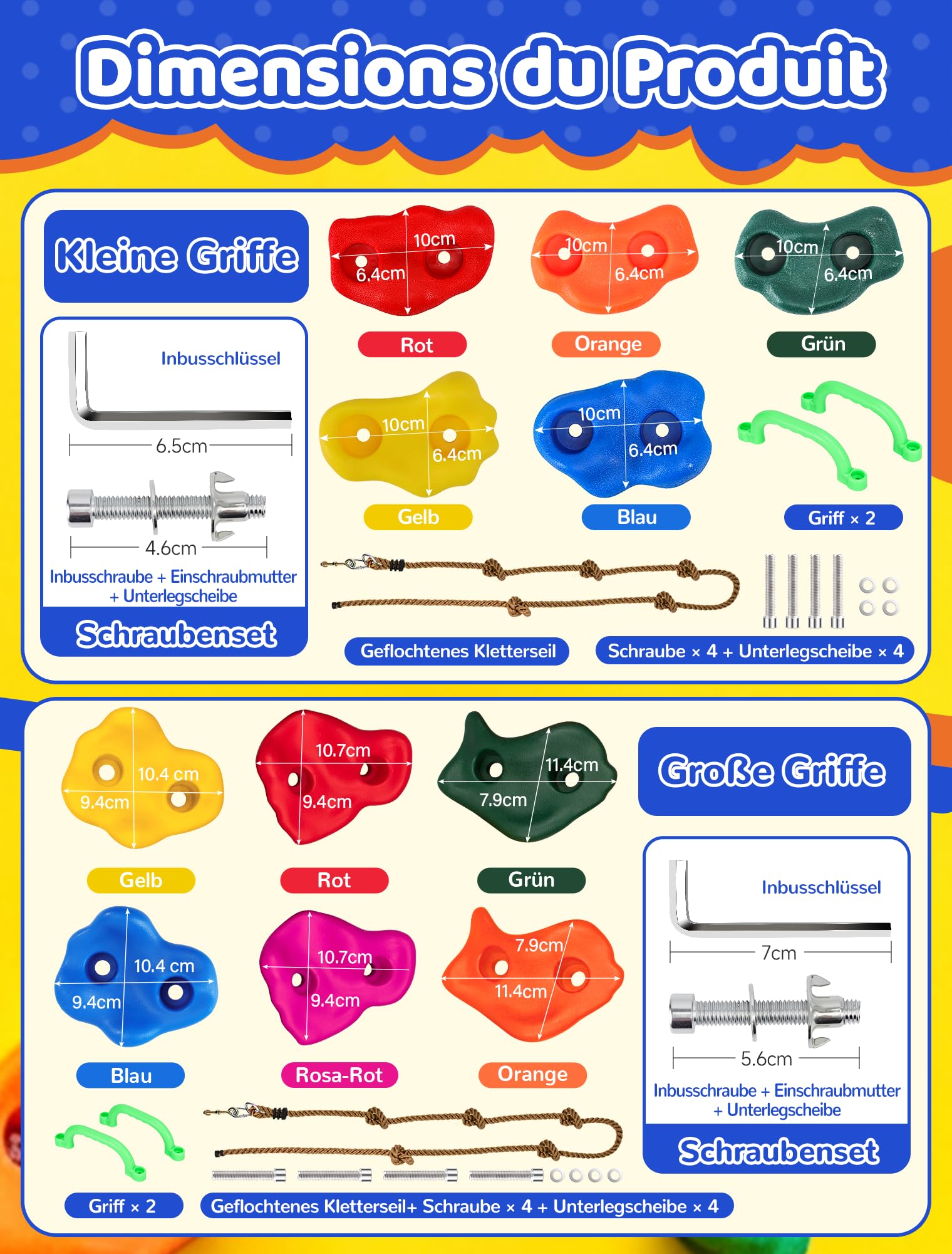Trymaker Klettergriffe, Kinder Klettersteine für Kletterwand,Stück Kletterwandgriffe Set für Kinder Erwachsene Outdoor