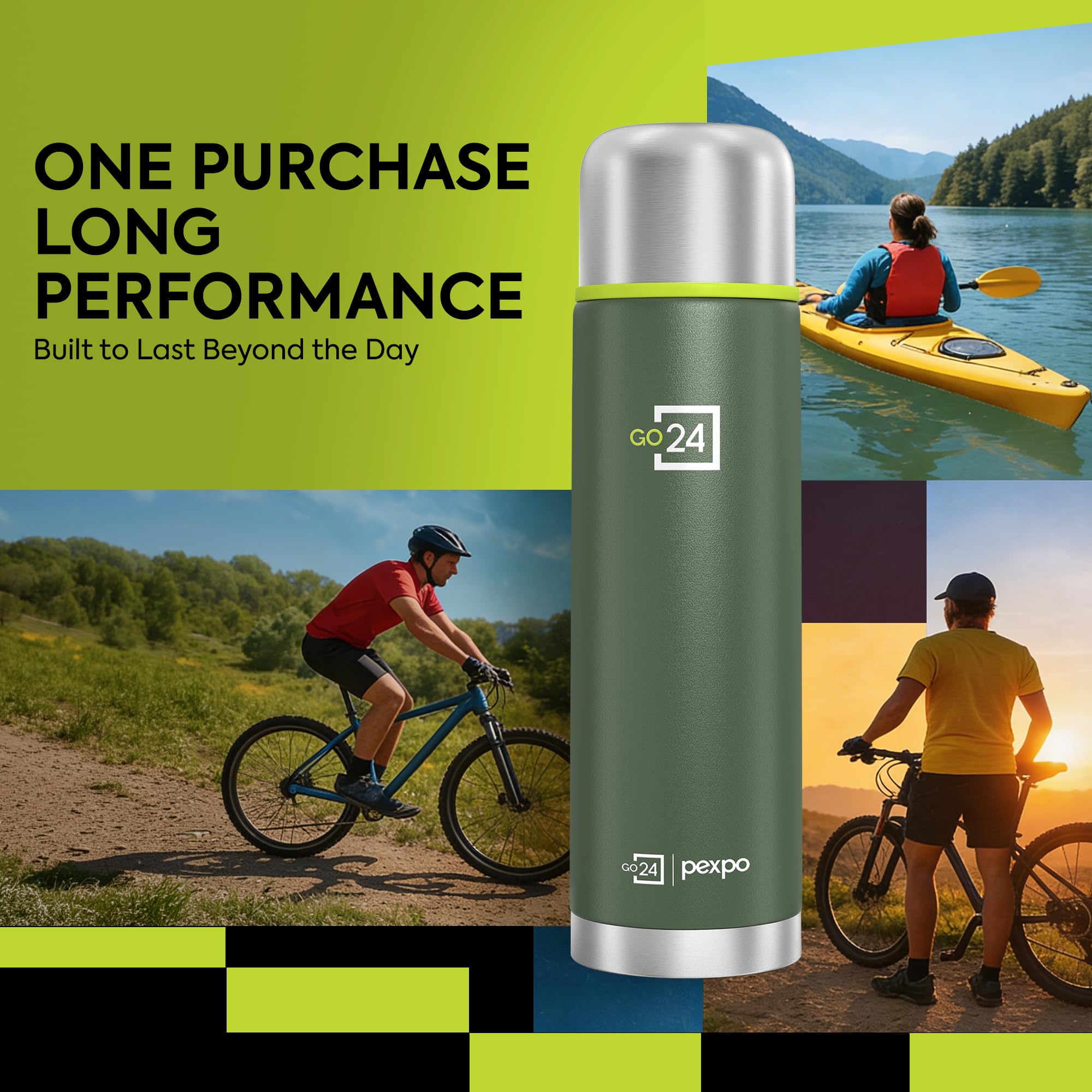 Flamingo Stainless Steel Water Bottle - Military Green -7