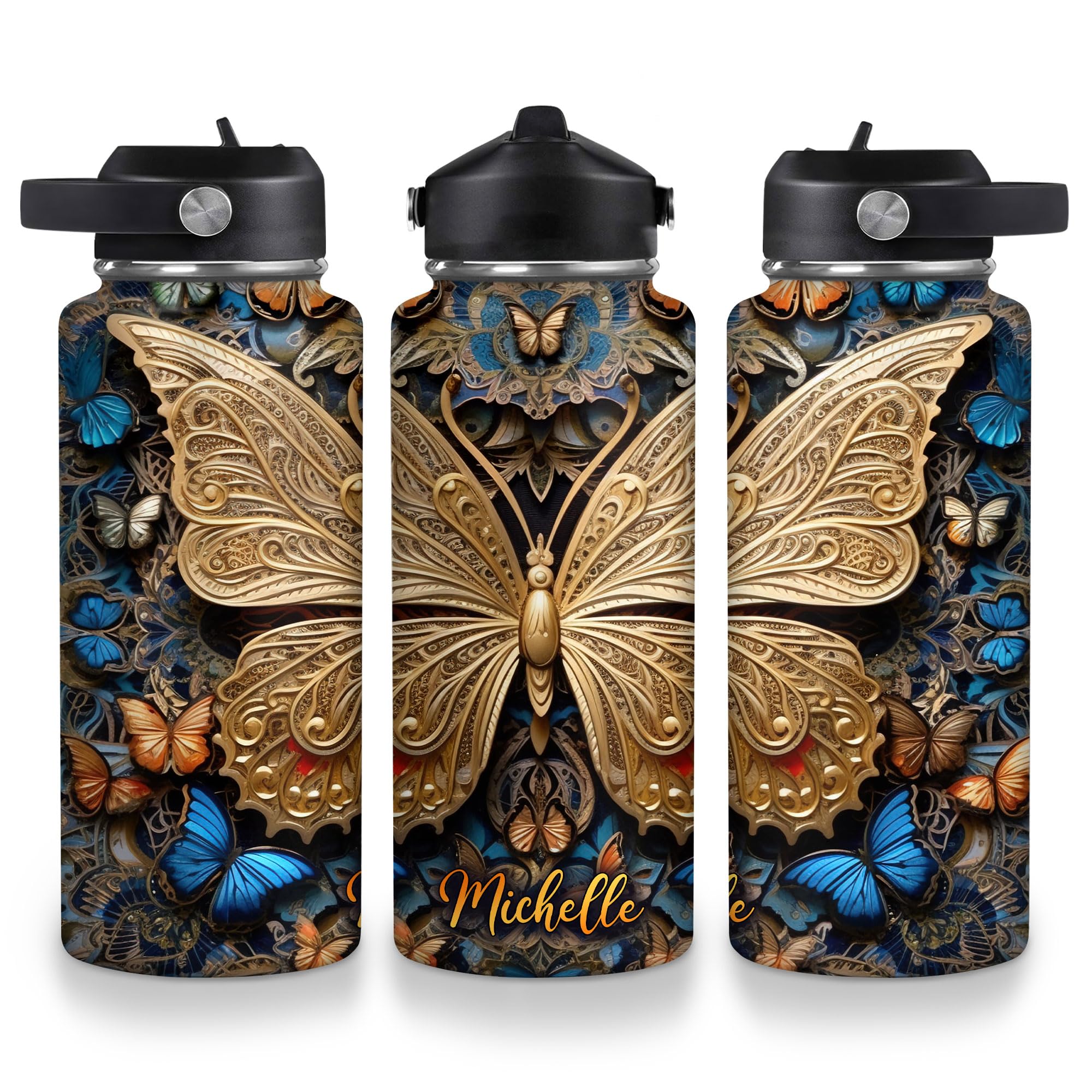Amazon.com: Hyturtle Personalized 2D Print Butterfly Water Bottle ...