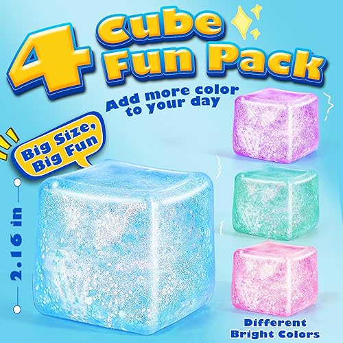 Miniatura 2 de Juguetes para ansiedad para niños y adultos paquete de 4 cubos sensoriales para apretar, tamaño grande de 2.16 pulgadas, bolas de alivio de ansiedad