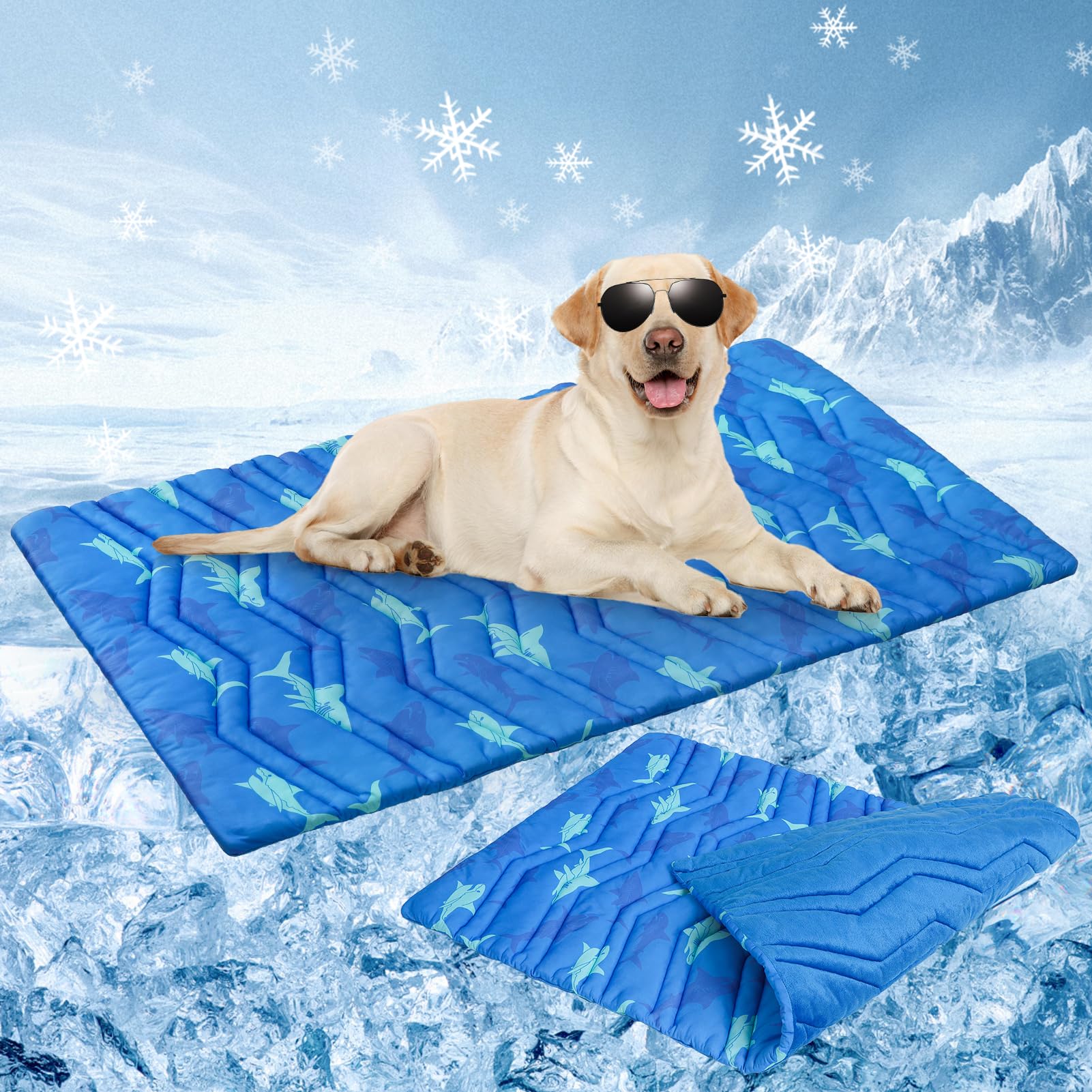 BEAUTYZOO Tapis de refroidissement pour chiens de très grande taille, 150 cm x 101,6 cm, coussin réversible, auto-refroidissant