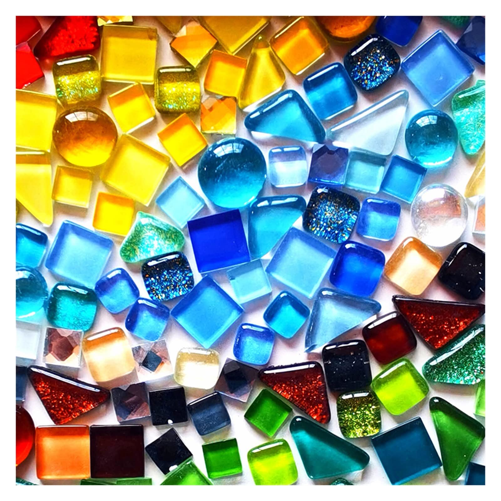 Piastrelle di mosaico, 250g/pack Crystal Glass Mosaic Tile Irregular Shape DIY Hobbies for Kids Glitter Shiny Mixed Mosaic Stone Handmade Art Materials(B)