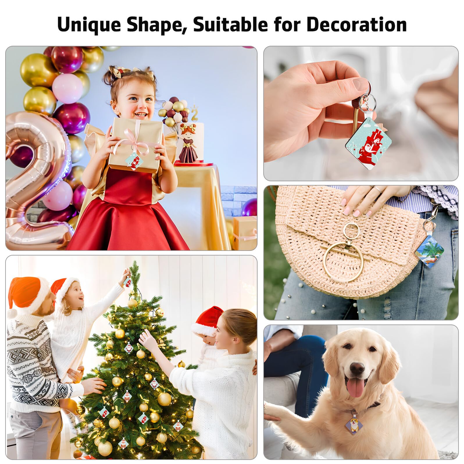 Anneome Llaveros Cuadrados En Para Sublimación 40 Unidades, Acrílico Transparente, Etiquetas Para Llaves Diy, Kit De Llaveros Artesanales Para Manualidades y Regalos Creativos