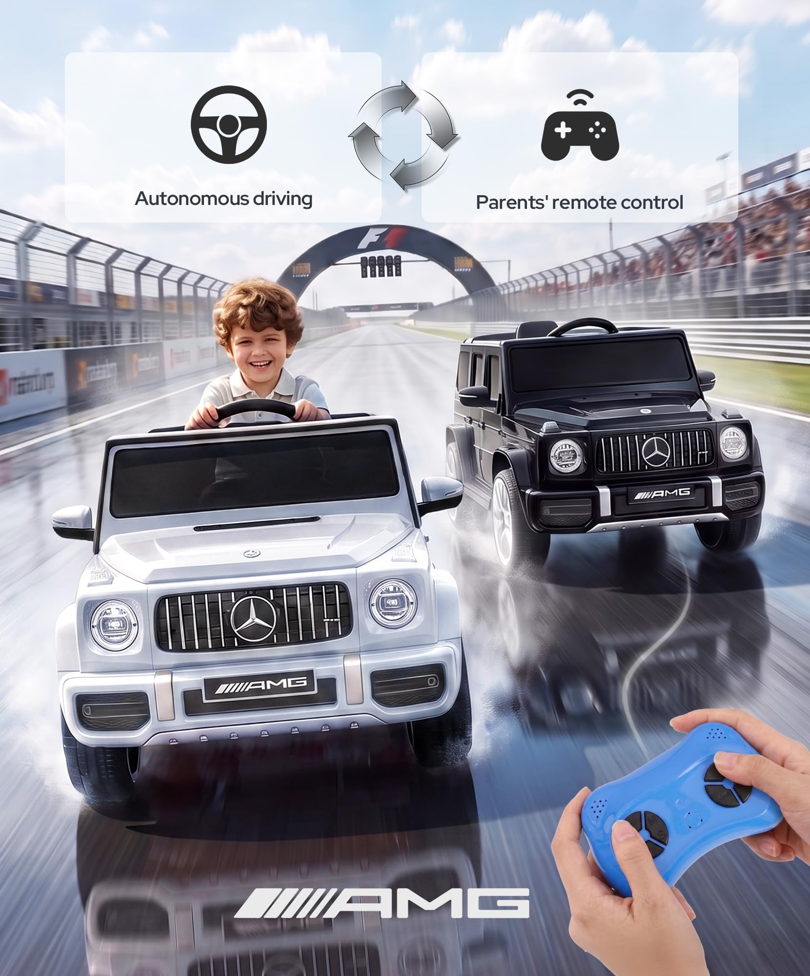 Mercedes-Benz AMG G63 Ride On Car Toy for Kids w/Parent Control White