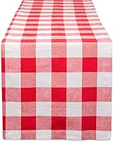 Vista 10 de DII Buffalo Check Collection, camino de mesa clásico de granja, 14 x 108 pulgadas, rosa y blanco