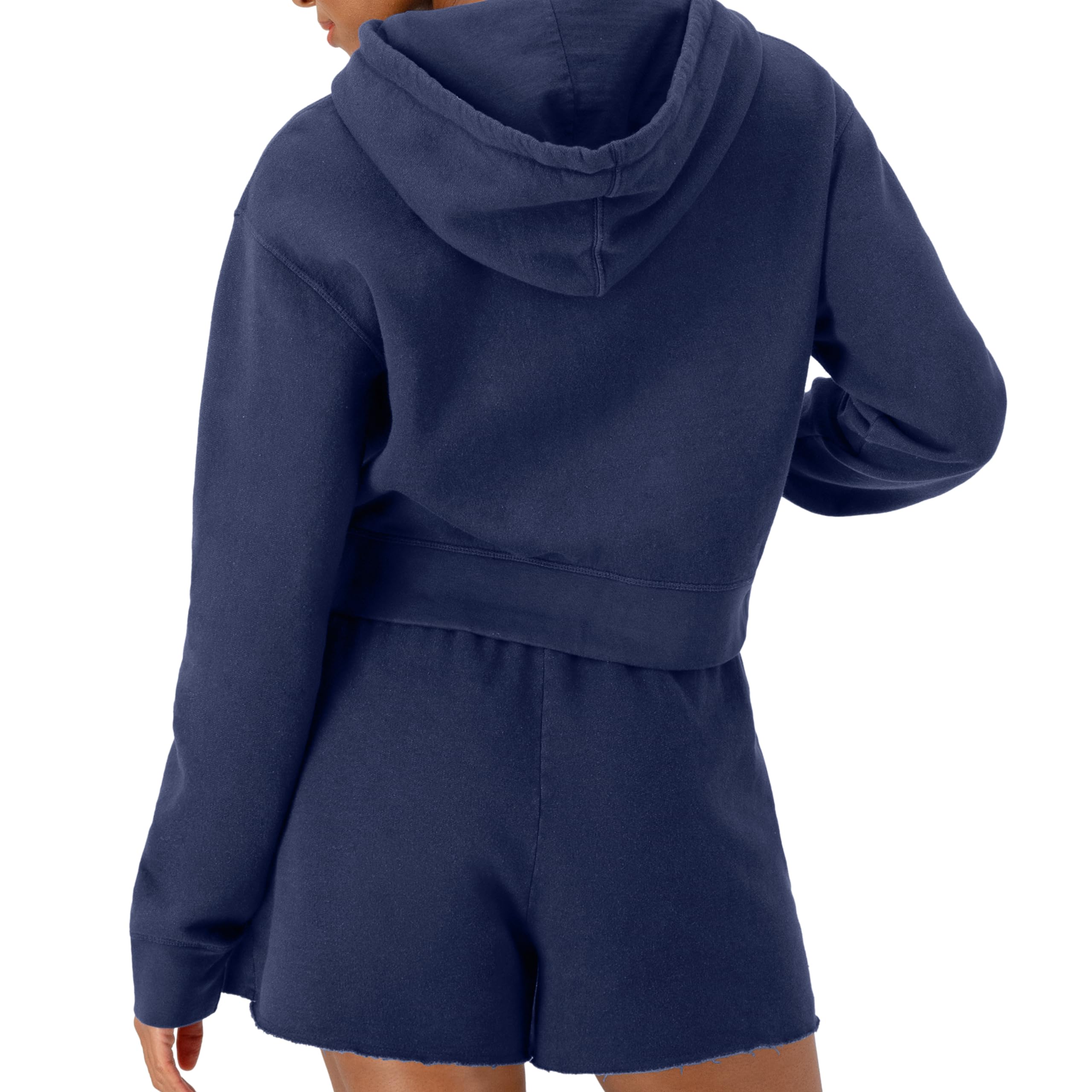 Champion Bluza damska, zapinana na zamek bluza z kapturem w stylu vintage, dmuchany szklany niebieski, XS, Dmuchane szkło niebieskie, XS