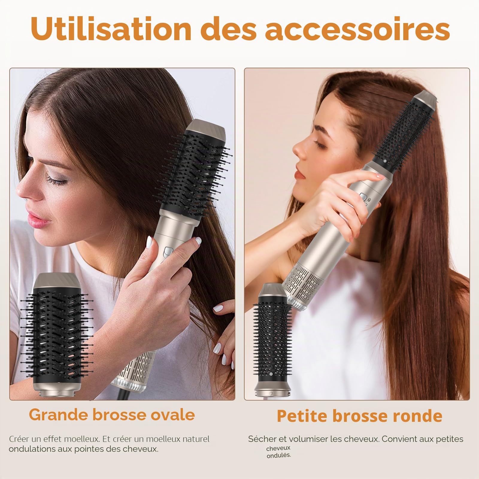 Air Styler Airbrush 6 en 1,1000w Sèche Cheveux Ionique,Hair Styler,Température Vitesse du vent Réglable,Brosse Soufflante avec 30mm Boucleur, pour Cheveux Secs, Lissés, Bouclés
