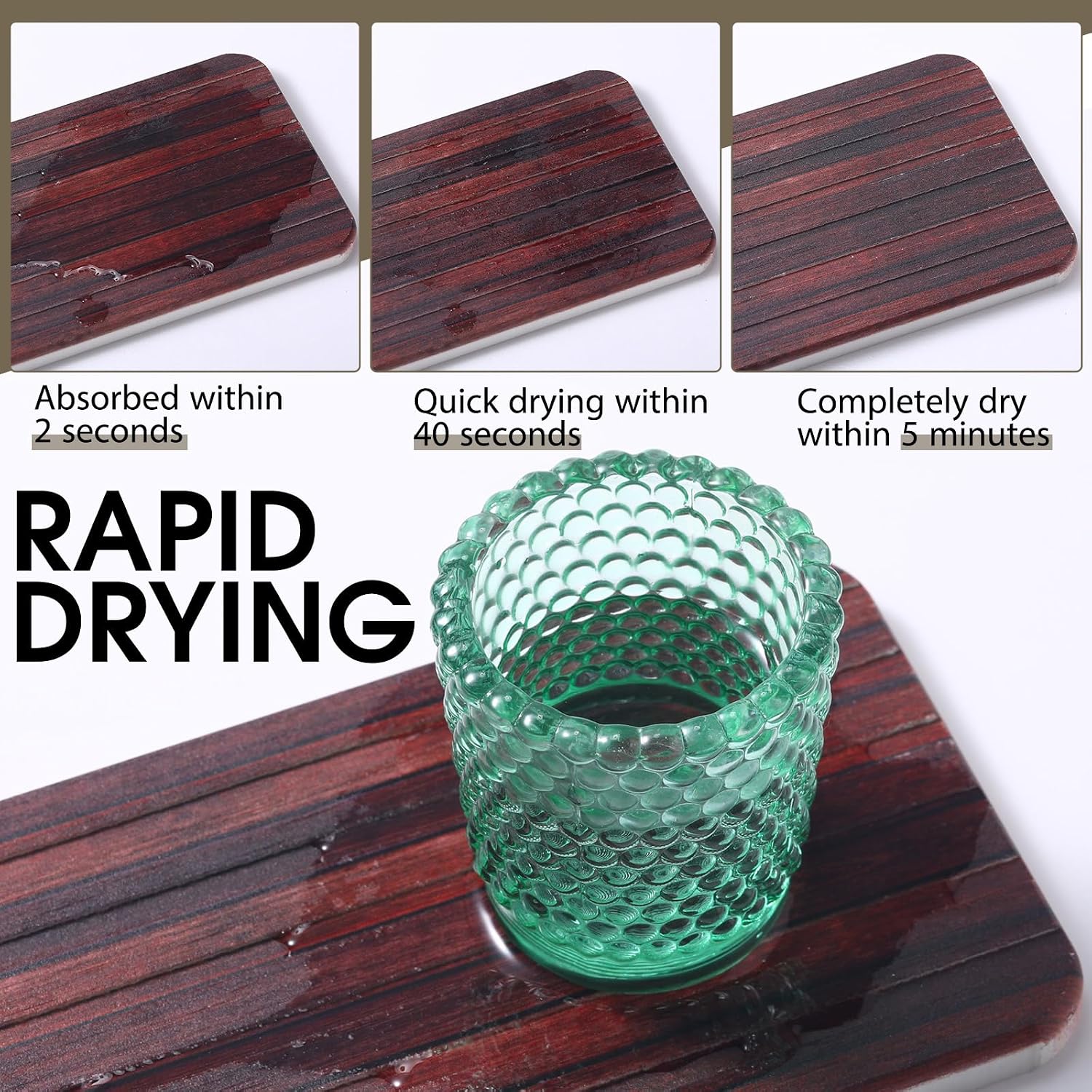 2Pcs 8.6x4'' Water Absorbent Diatomite Coasters Diatomaceous Earth Drying Mat, Grooved Design Water Absorbing Stone for Home Bathroom Decoration Home Warming Gift(Dark Brown)