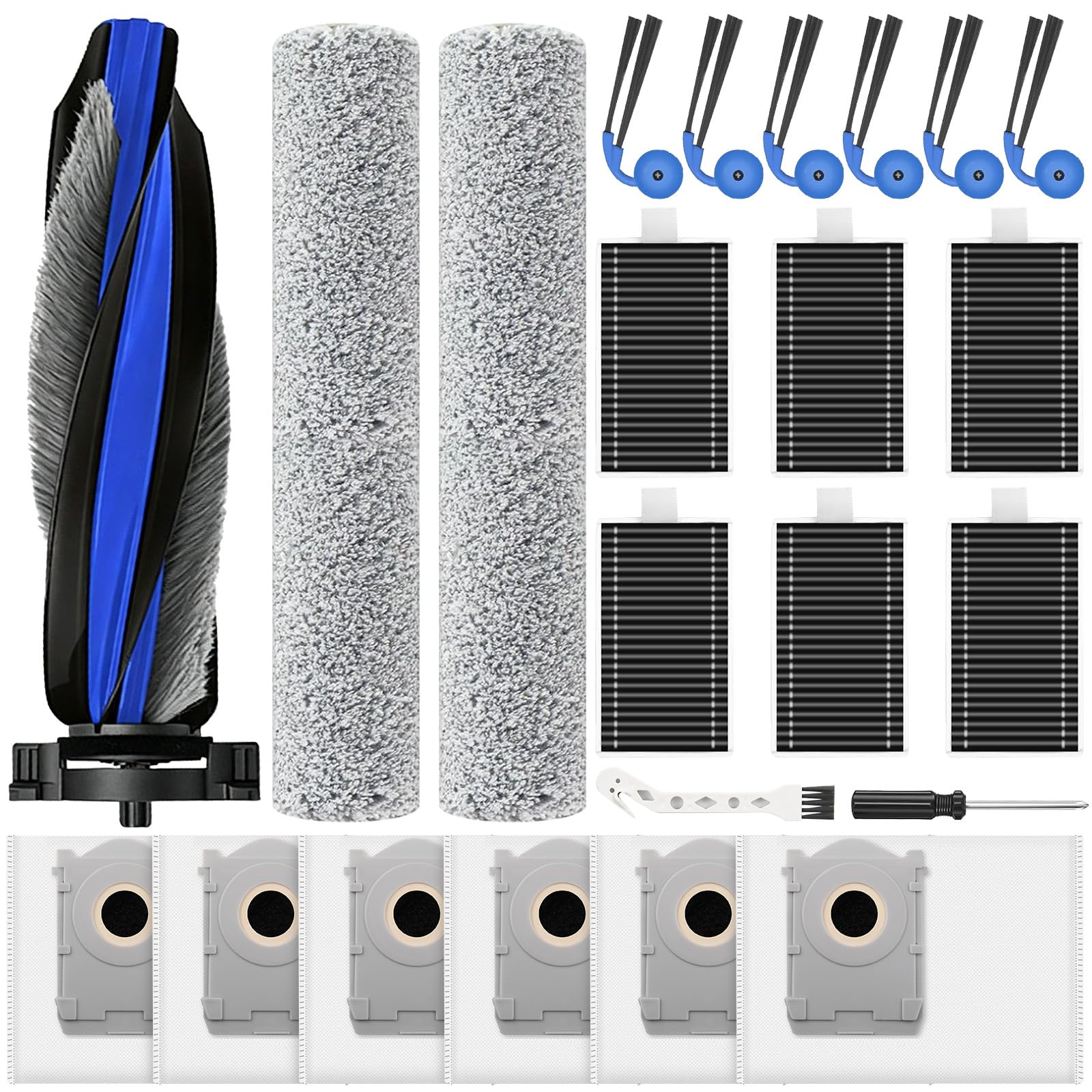 Zubehör für ECOVACS X11 OMNICYCLONE/DEEBOT T50 / T80 / X8 / X9 / X12 / T30C / T90 / T90S Saugroboter, Staubbeutel Hauptbürsten Wischtücher Filter Wischrolle