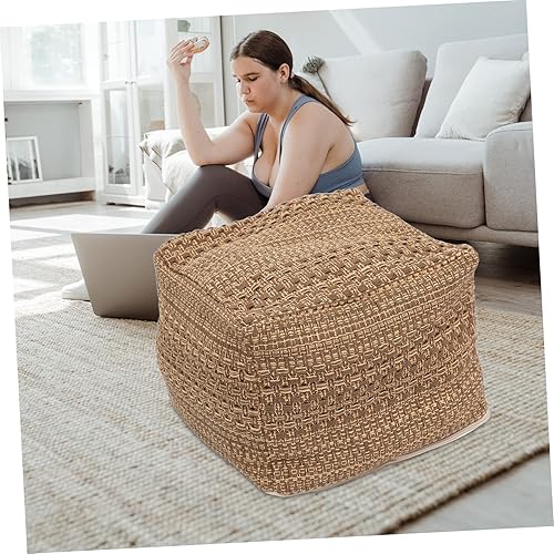 Miniatura 6 de CAXUSD Taburete bohemio para sofá, cojín otomano tapizado, para exteriores, cojín de suelo de tatami, funda de puf otomano, otomano, cuadrado, cojín