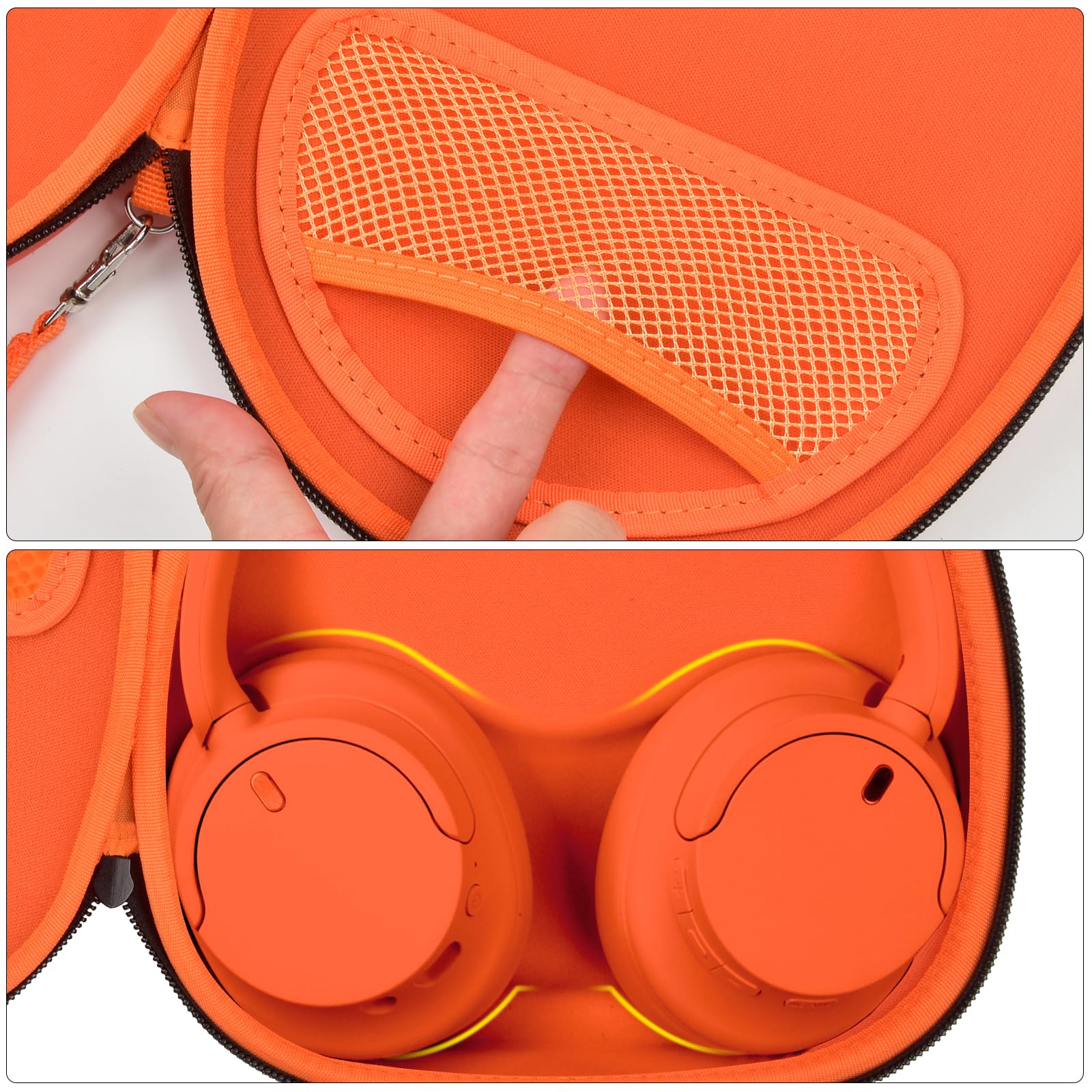 PAIYULE Case Compatible With Sony WH-CH720N WH-CH520 WH-1000XM4 Noise Canceling Wireless Headphones Bluetooth Over The Ear Headset, Carrying Storage For JBL Tune 720BT 510BT (Box Only) (Orange - View #2
