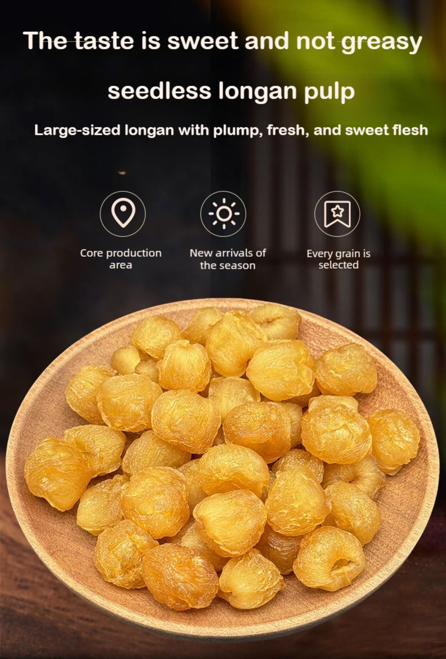 Carne seca de Longan, 500 g de pulpa grande, sin aditivos, nuevo cultivo fresco de temporada, regordete y dulce, pulpa natural de Longan.