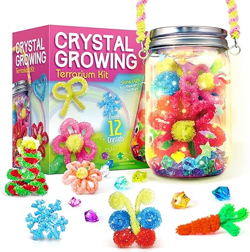 XX TOYS - Kit de cultivo de cristales, manualidades para niñas de 6 a 8 años, kit de experimentos científicos de 12 flores, juego de lámpara