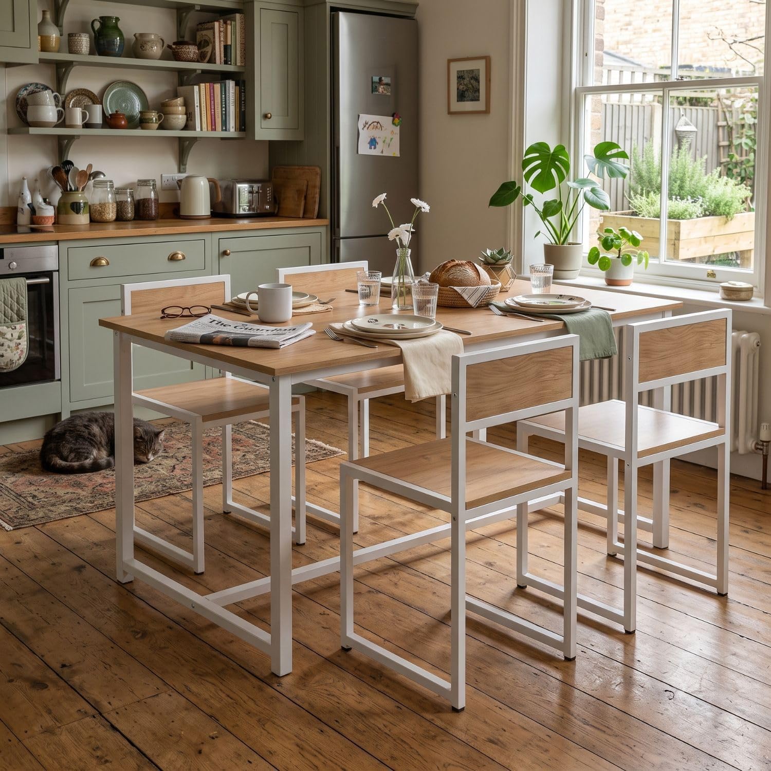 FFO 4 Seater Dining Table Set for Home, Compact Space Saving Dining Table with 4 Chairs, Metal Frame & Engineered Wood Top, Modern Kitchen Table Set for Dining Room, Apartment & Small Spaces-image-30