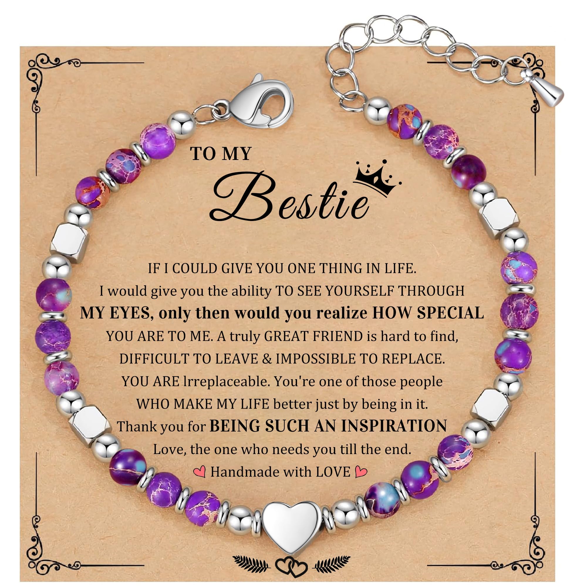 Best Friend Bracelet Gifts for Women Sister Bestie, Christmas Gift for Teens Mom Daughter Granddaughter Birthday Gift for Her Stocking Stuffers