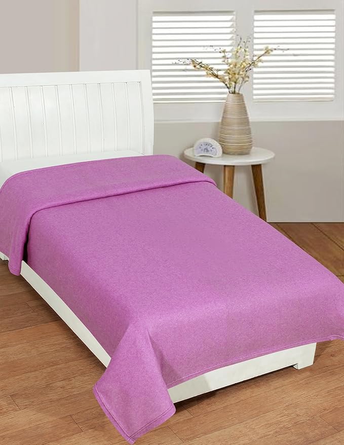 Dream Living Woolen Blanket Warm and Super Soft Single Bed Blankets for All Season Multipurpose Polar Fleece/Summer 300 TC AC Blanket/Single Bed Blanket/Light Weight Blanket (Pink, Pack of 2)