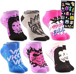 Descendants Socks for Girls - Bundle with 6 Pairs Of Disney Descendants Ankle Socks for Kids Plus More | Descendants Gift Set