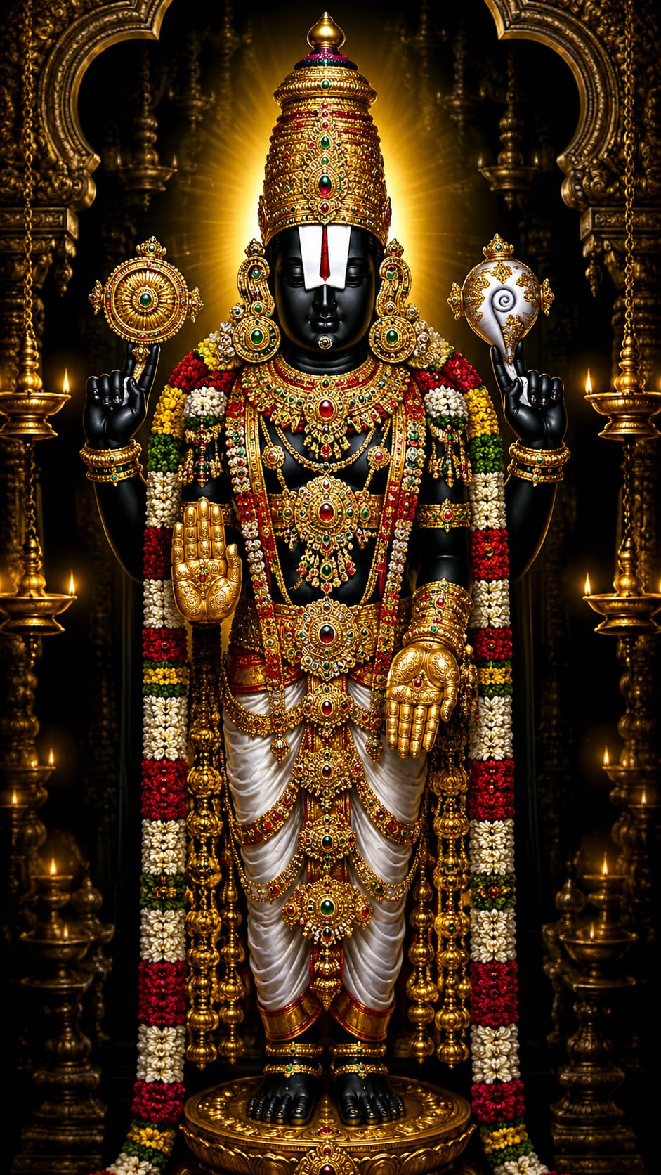 Suninow Tirupati Balaji Lord Venkateswara with Goddess Lakshmi Wall Art, Golden, 30x60 cm, HD Sublimation Print, Glossy Finish, Religious Decor (12 x 24 inch) (tirupati balaji 2)-image-19