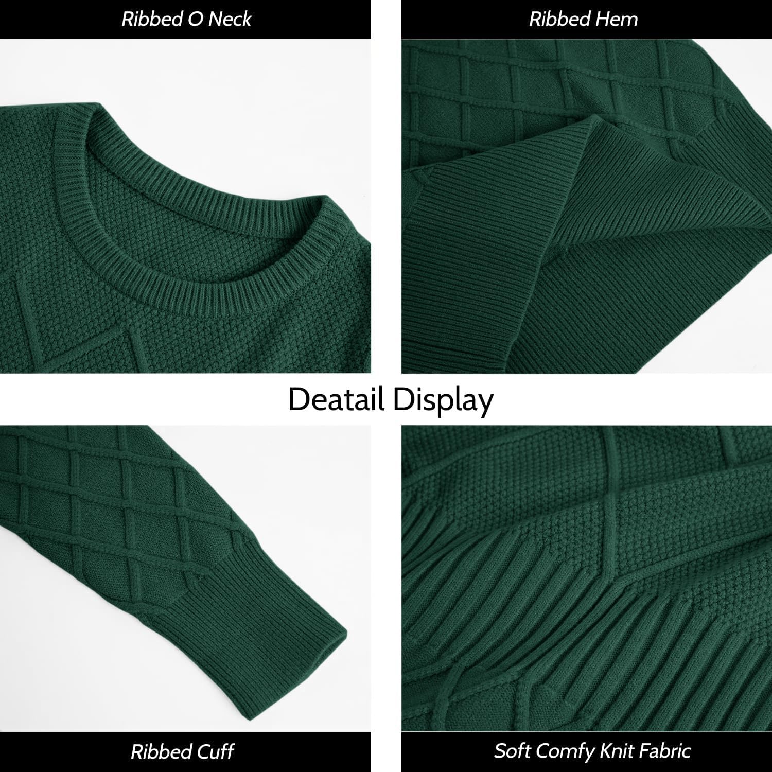 Dyexces Womens Sweater Dress Long Sleeve Crewneck Diamond Knit Sweater Dresses Sexy Slim Fit Pullover Dress - Image 5