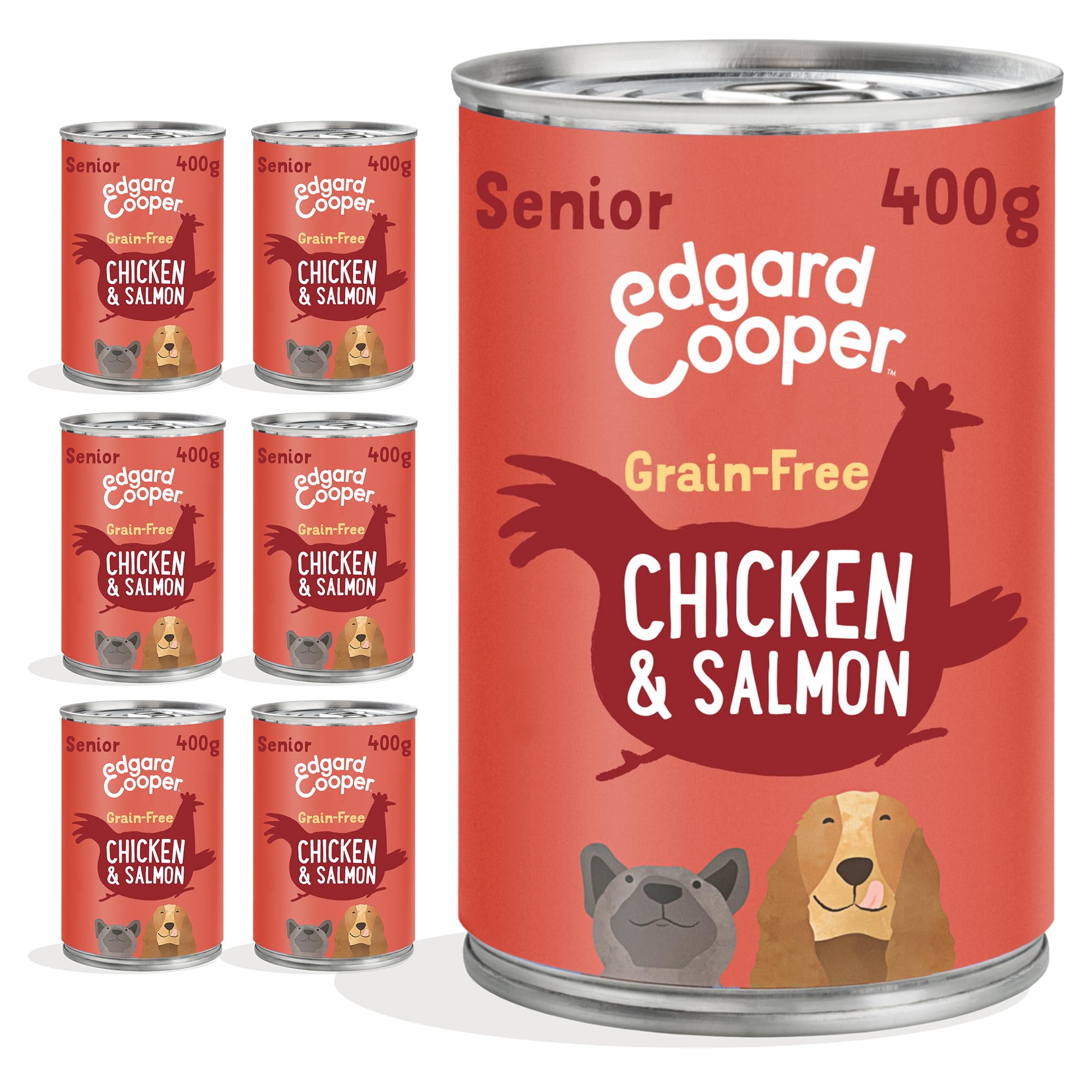 Edgard & Cooper Comida Húmeda para Perros Senior Mayores Latas Perros Natural Sin Cereales Paté 400g x 6 Pollo & Salmon Fresco, Alimentación Sana Sabrosa y Equilibrada, Carne Fresca