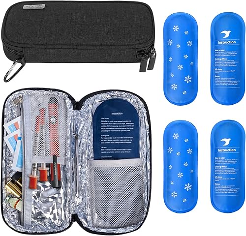Miniatura 1 de Luxja Estuche de viaje de insulina con bolsas de hielo reutilizables para enfriador de insulina (paquete de 4), color negro